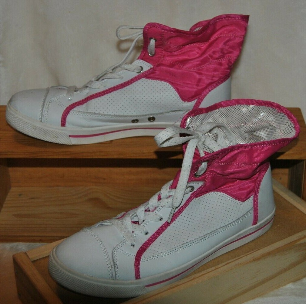 Women’s GOT TA FLURT White w Pink Trim High Top Athletic Shoes Size 9 Leather