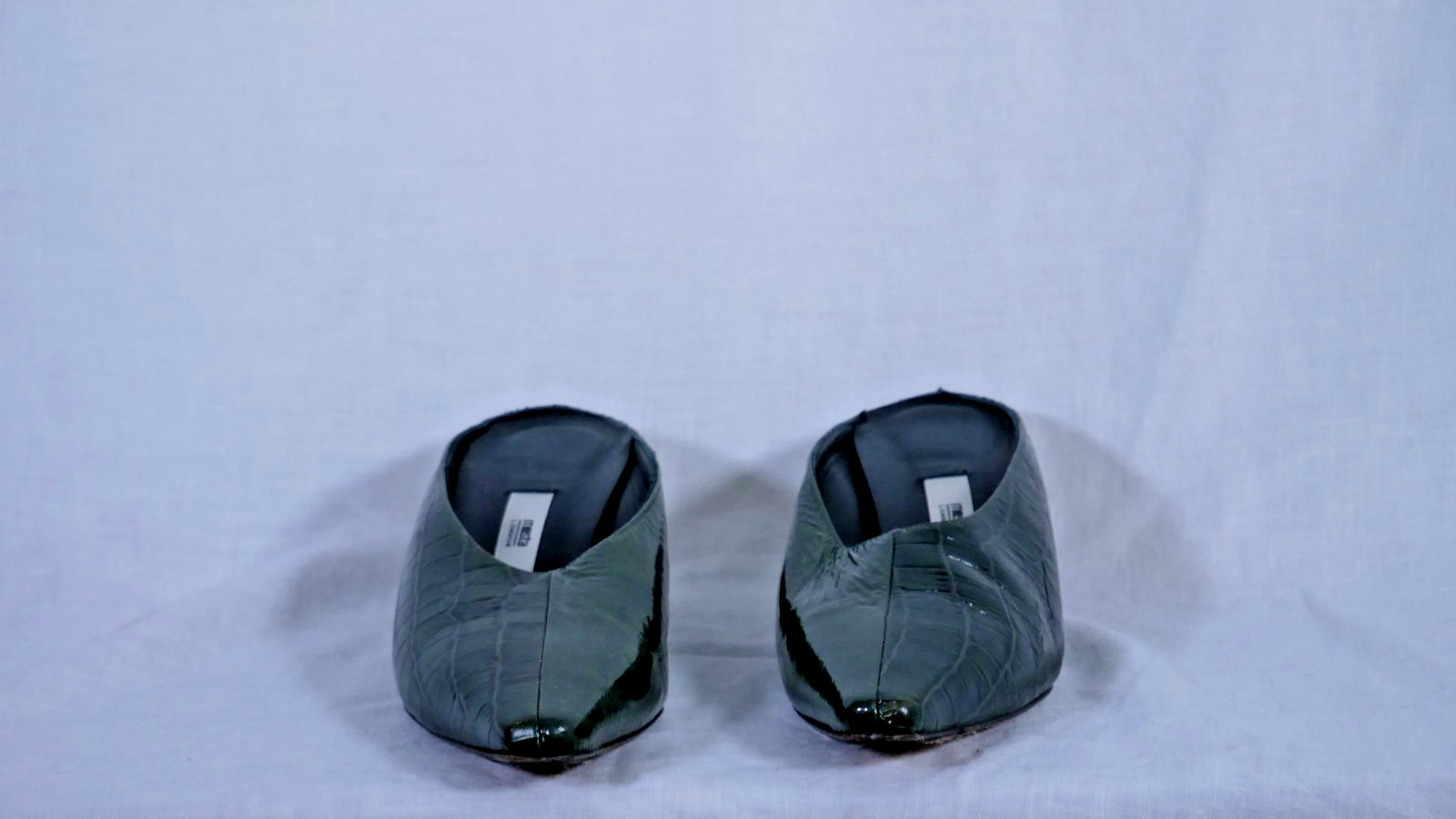 Mista London Green Crocodile Pattern Trim Kitten Heels Size 38
