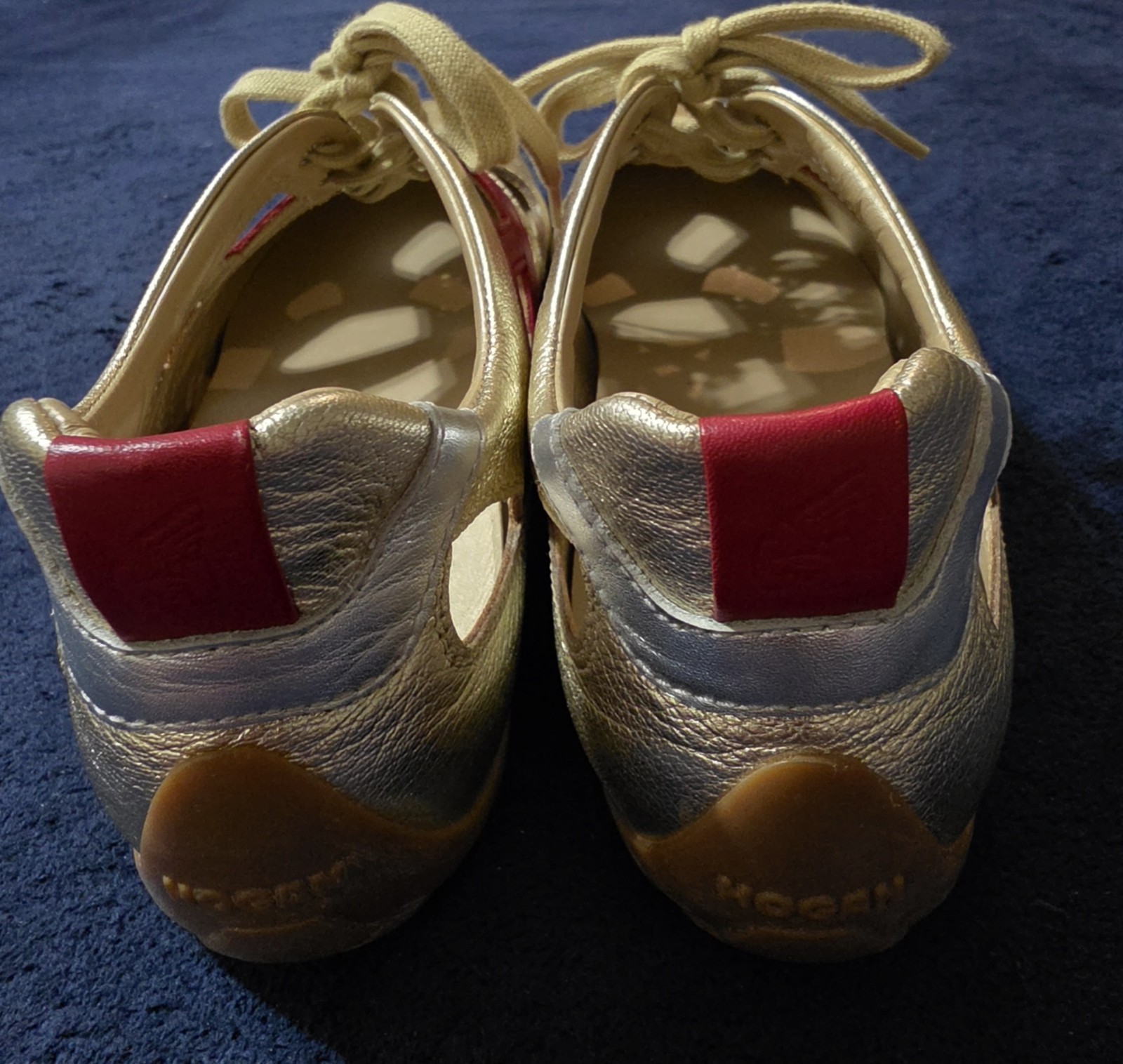 Hogan Sprint Atletica Vintage Gold Red Leather Cutout Sneakers NOS women’s 9 US