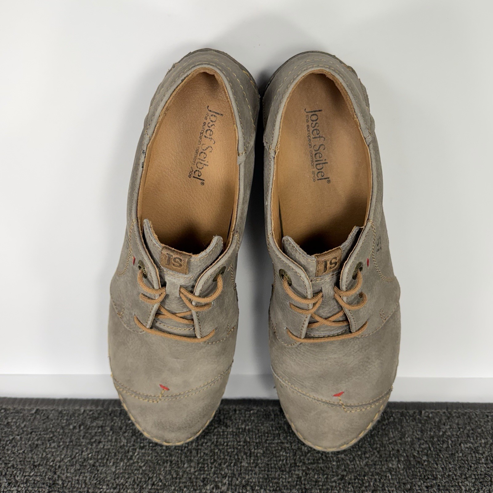 Josef Seibel Fergey 20 Taupe Leather Casual Shoes Size EU 41 US 10-10.5 Women’s