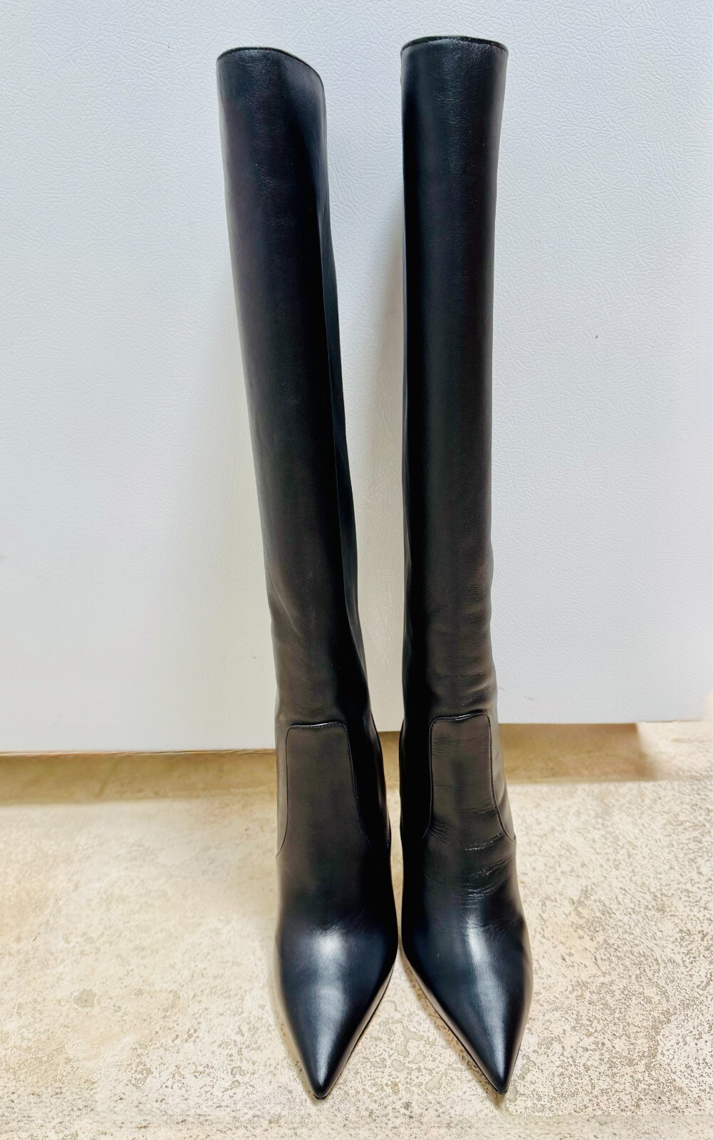 JIMMY CHOO-Mavis 100 Black Smooth Leather Knee-High Boots Size 36 – New with Box