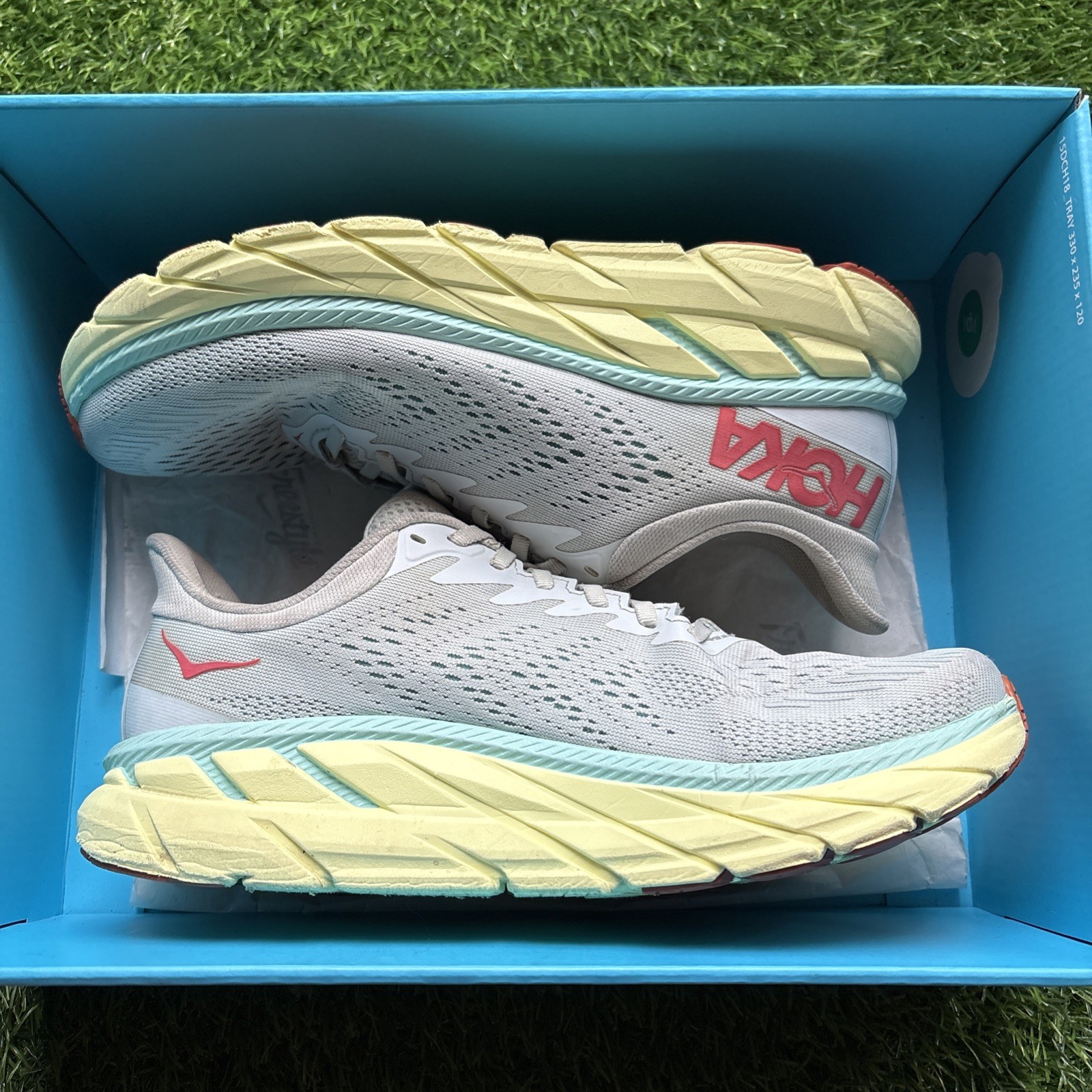 Hoka One Clifton 7 Blue/Yellow Running Athletic Sneakers Women’s Size 9.5