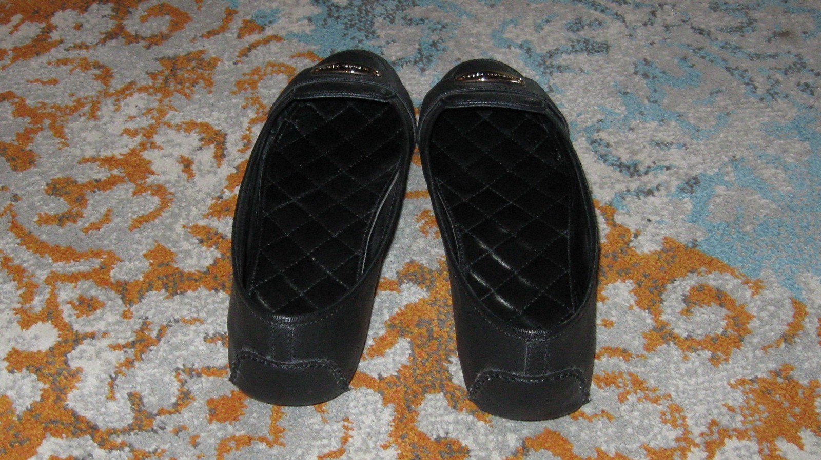 MICHAEL KORS MK PLATE MOC LOAFER STYLE BALLET FLATS IN BLACK 10 M