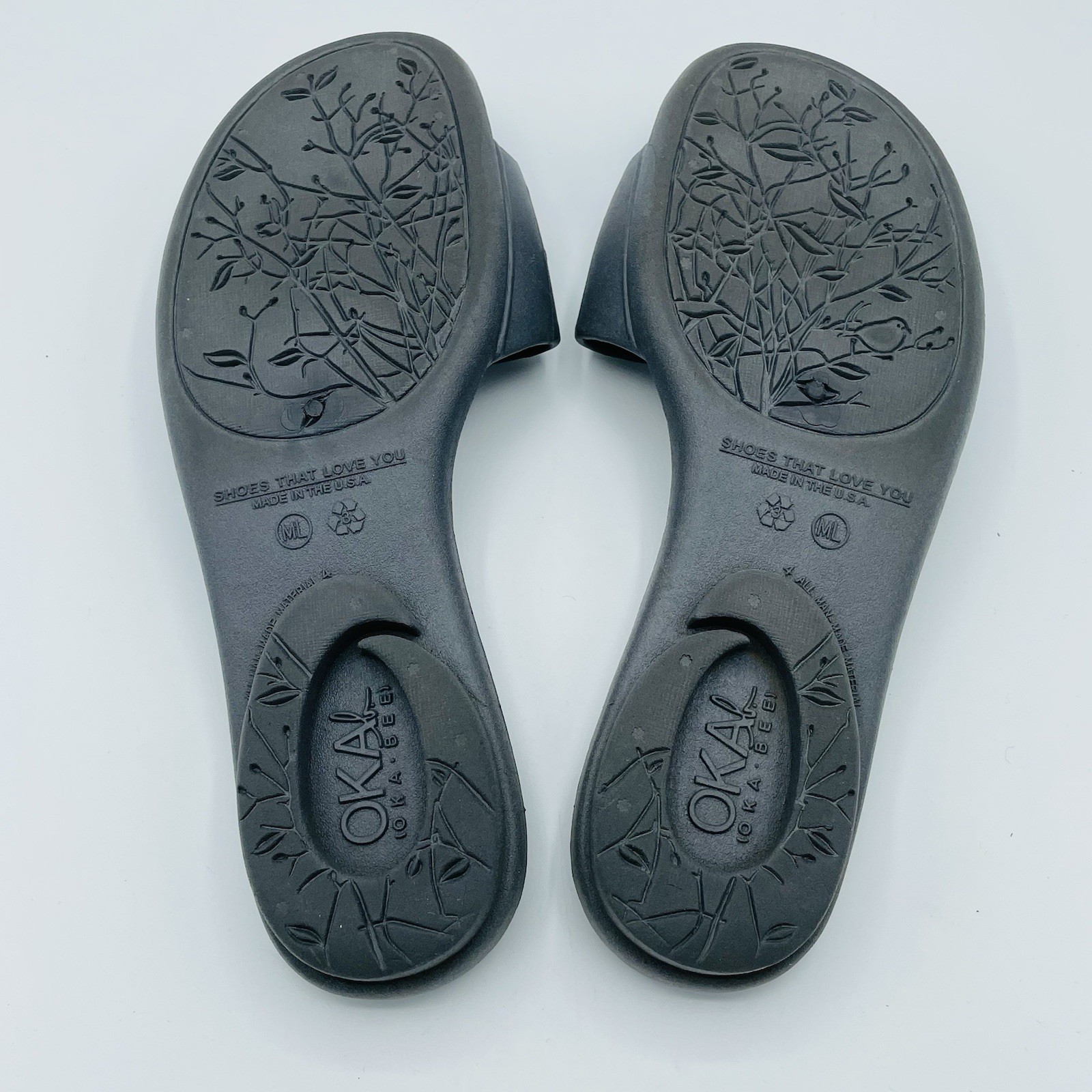 Women’s Size 8.5-9.5 (ML) Oka B Sandals Gray Comfort Heel Beach Made In The USA