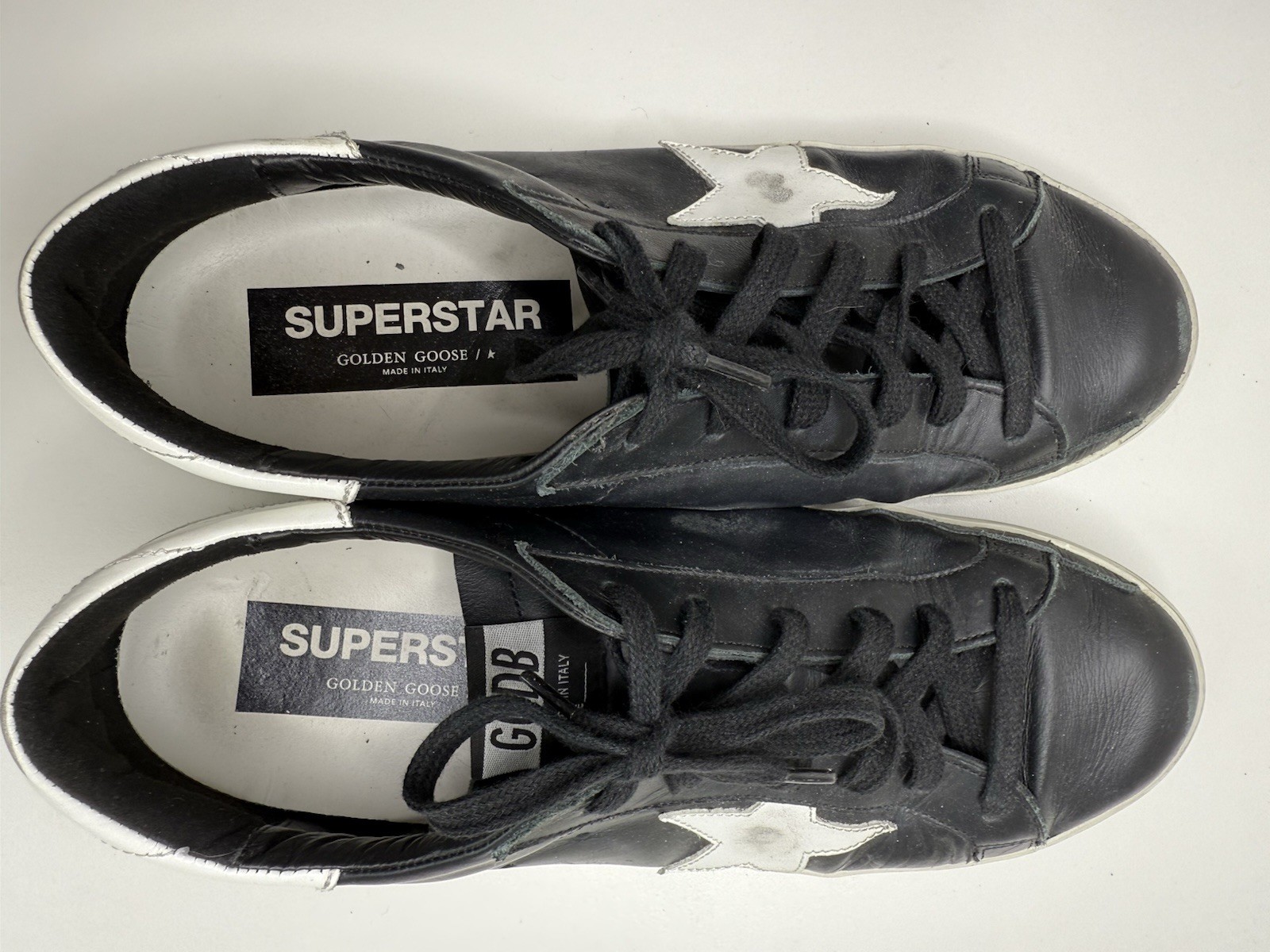 Golden Goose Super-Star Leather Sneakers in Black and White Size 41