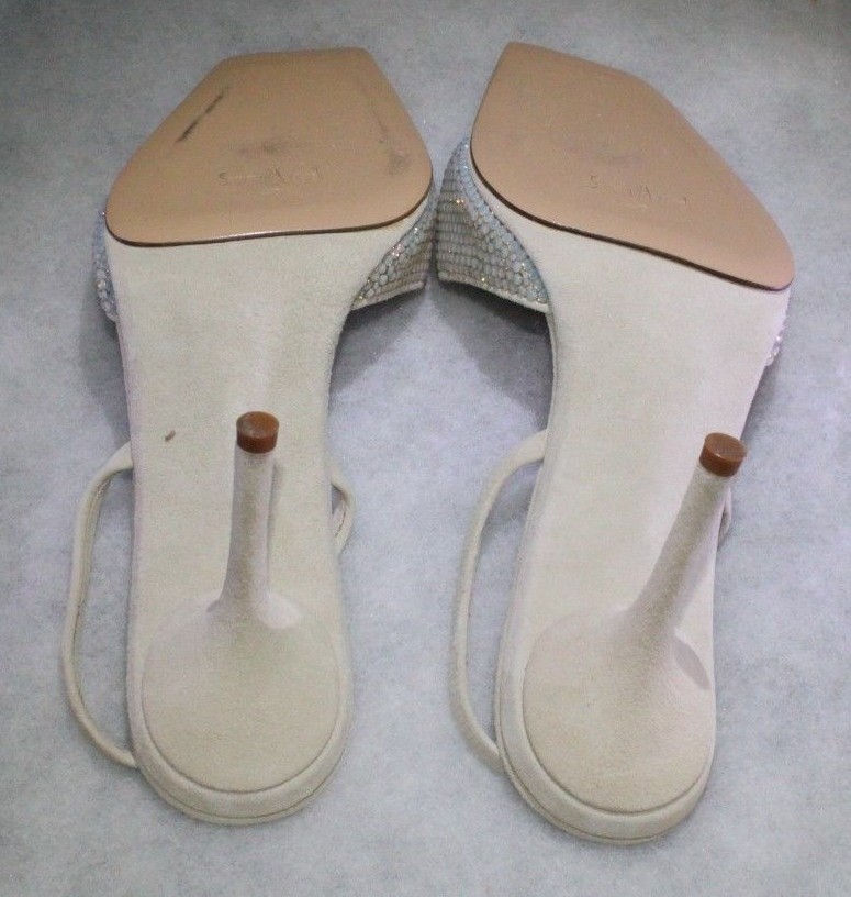 NIB Santini Mavardi Kimberly Bone Suede White Opal sandals pumps 40 10 8 medium