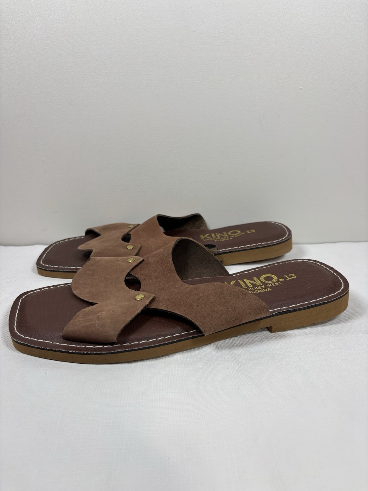KINO Womens Leather Suede Slip On Sandals Sz 13 Handmade Key West Florida Casual