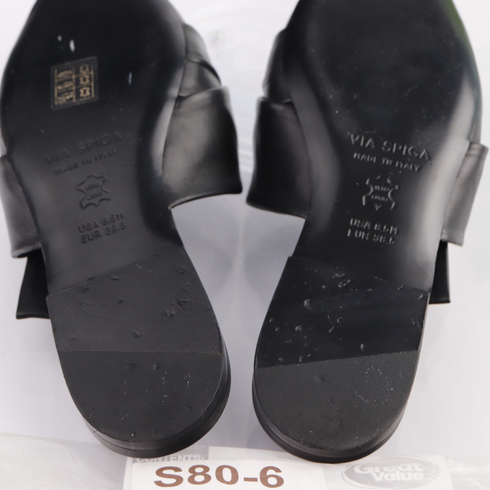 Via Spiga Womens Birgit Mules Size 8.5 M Black Leather Pointed Shoes Flats Italy