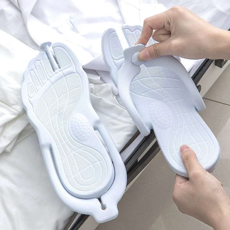 Casual Portable Folding Slippers Men Women Solid Lightweight Nonslip Flip-flops