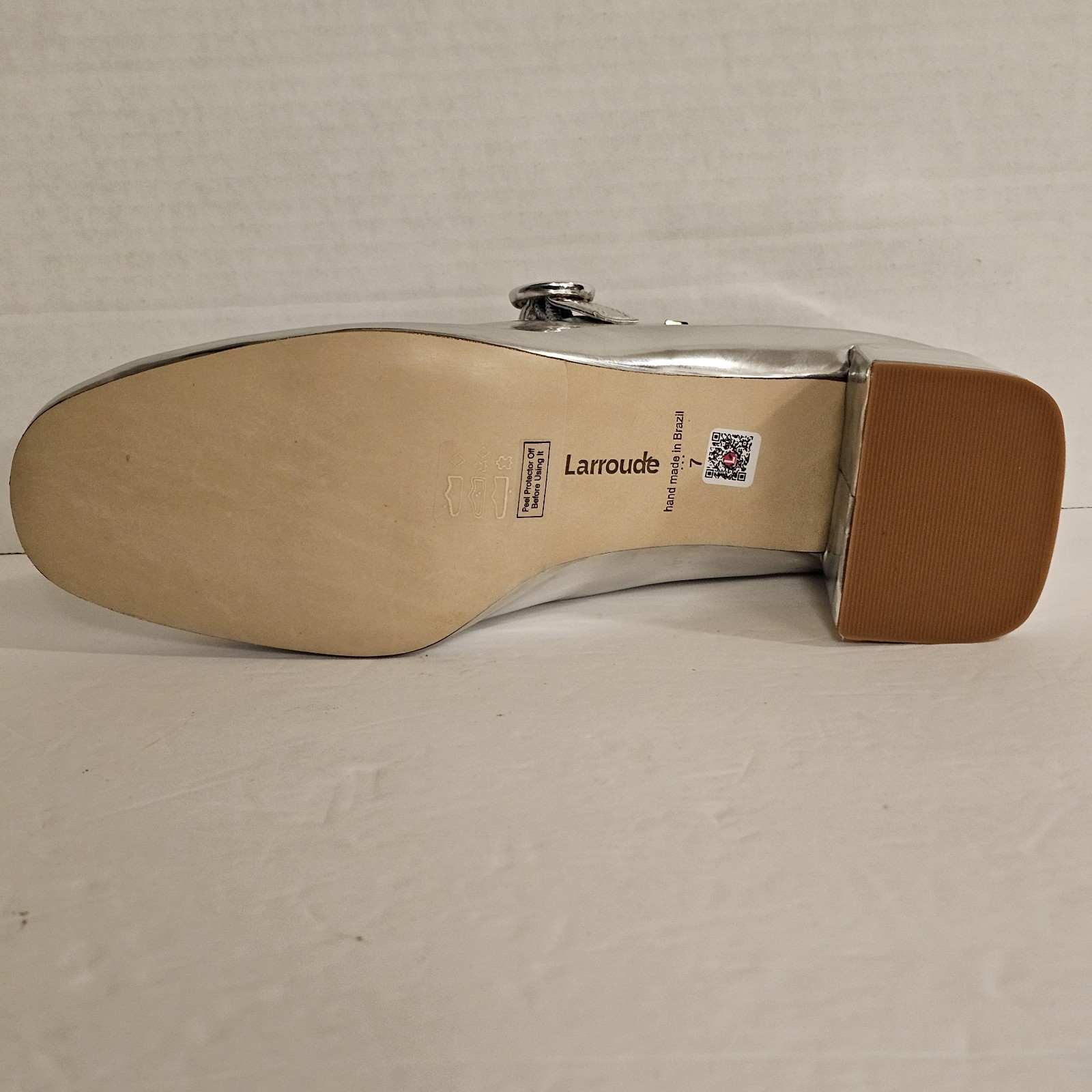 Larroude Blair Block Pump Mary Jane Women’s Mirror Silver Specchio Size 7
