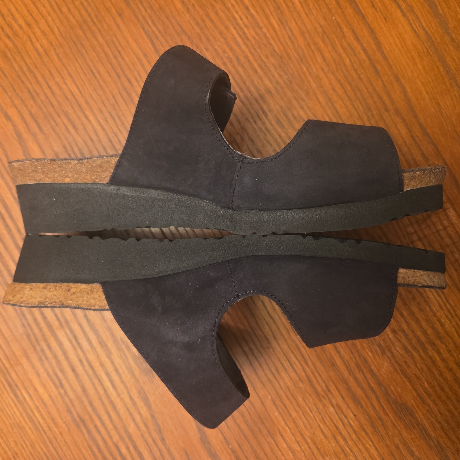 Naot Black Suede Jacey Adjustable Double Strap Wedge Sandals EU 37 US 6-6.5