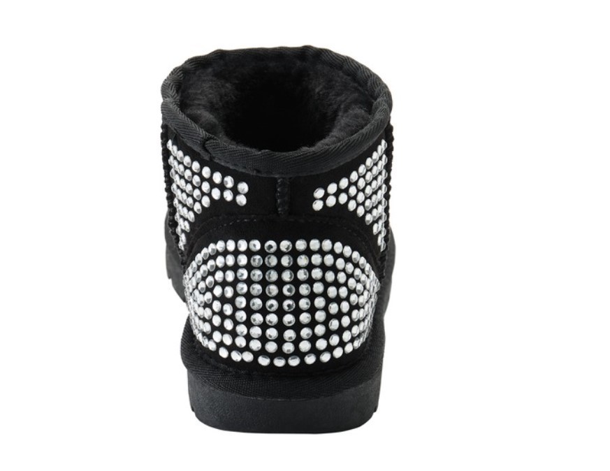 Sz 10 Azalea Wang Black Faux-Suede Fairytale Rhinestone Bootie
