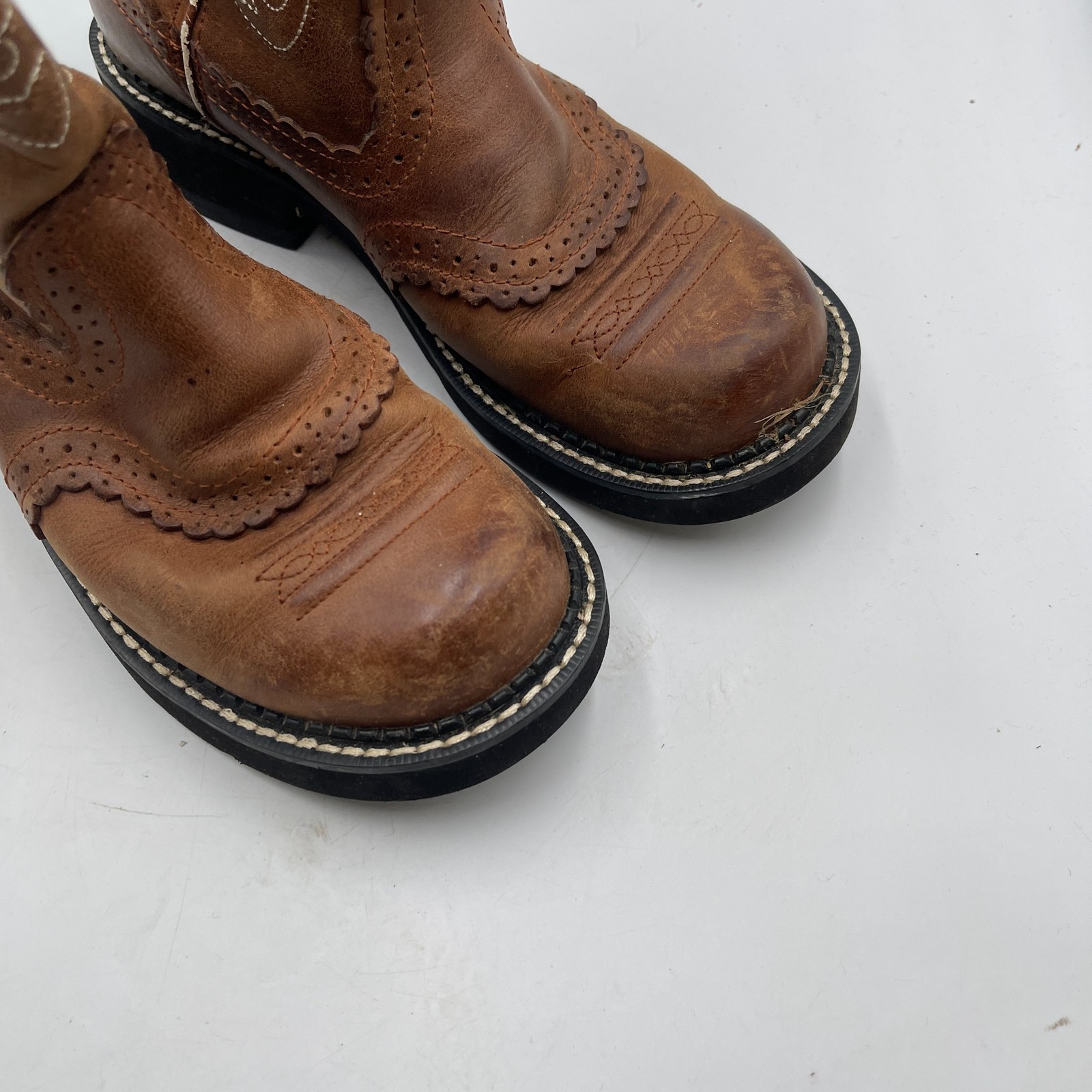 Ariat Fatbaby 10000860 Women’s 7 B Ankle Boots Saddle Leather Cowgirl Western