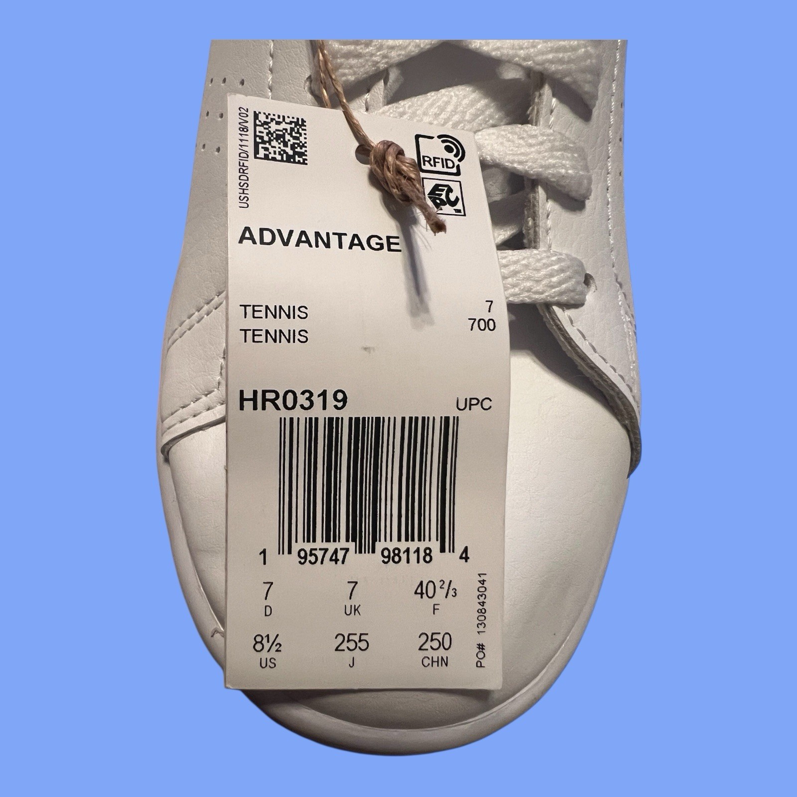 adidas Advantage White Tennis Shoes Size 8.5 – New w/ Tags – Minor Eyelet Flaw