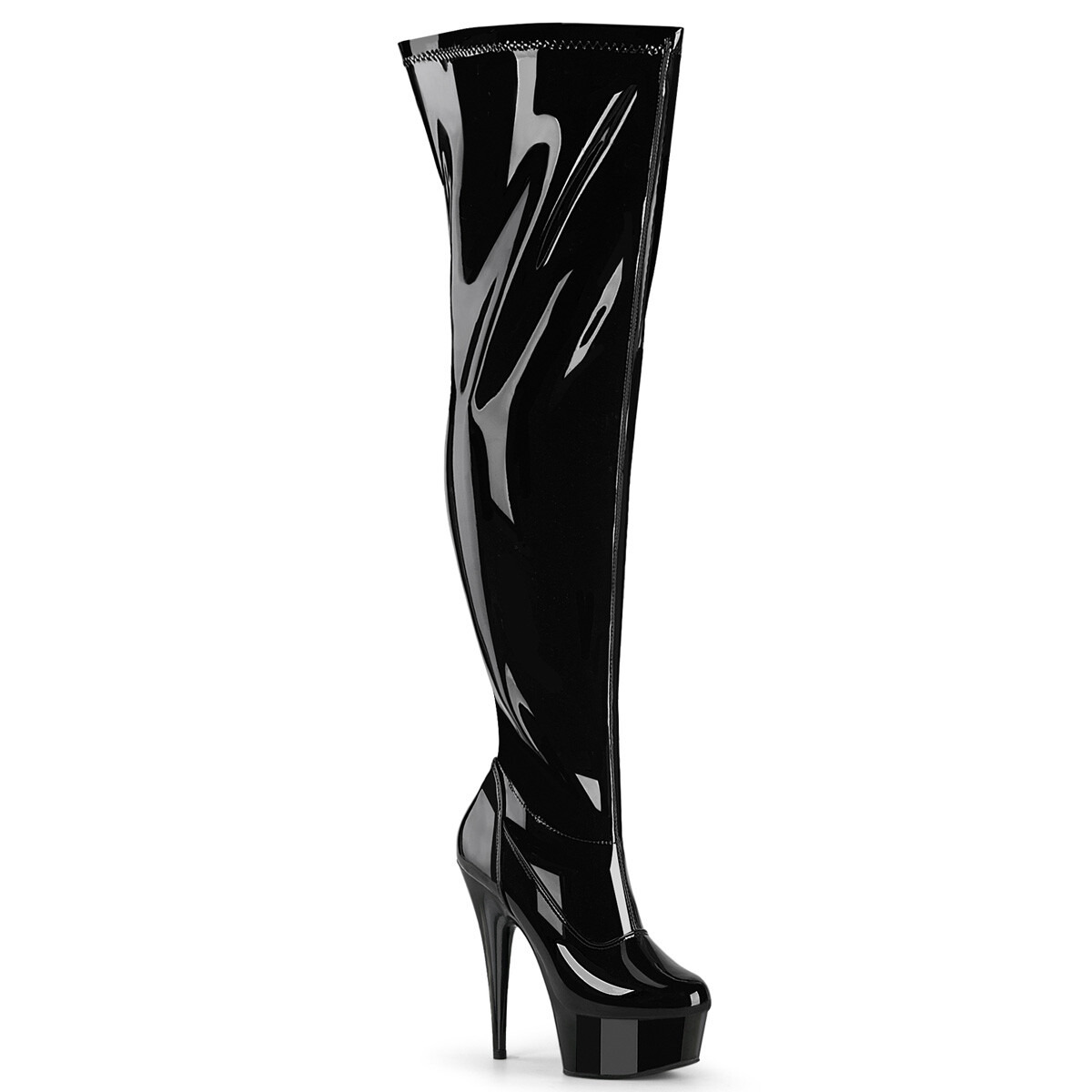 Black Latex Thigh High Over the Knee Fetish Hooker Pretty Woman Wide Calf Boots