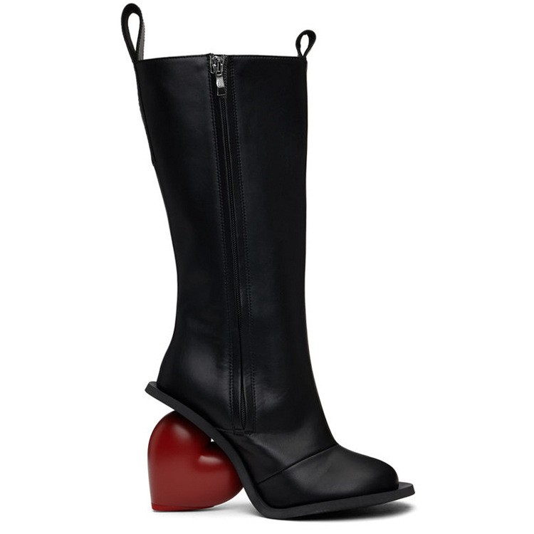 Womens Heart Heel Side Zip Party Round Toe Mid Calf Boots Shoes Vintage Clubwear