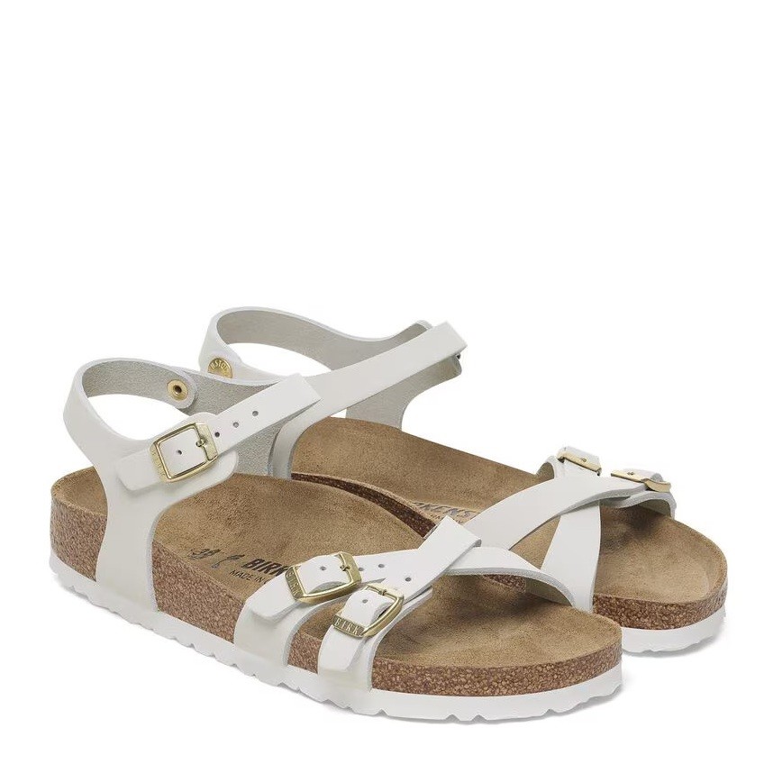 BIRKENSTOCK KUMBA ANTIQUE WHITE NUBUCK LEATHER MEDIUM/NARROW WIDTH CROSSED STRAP