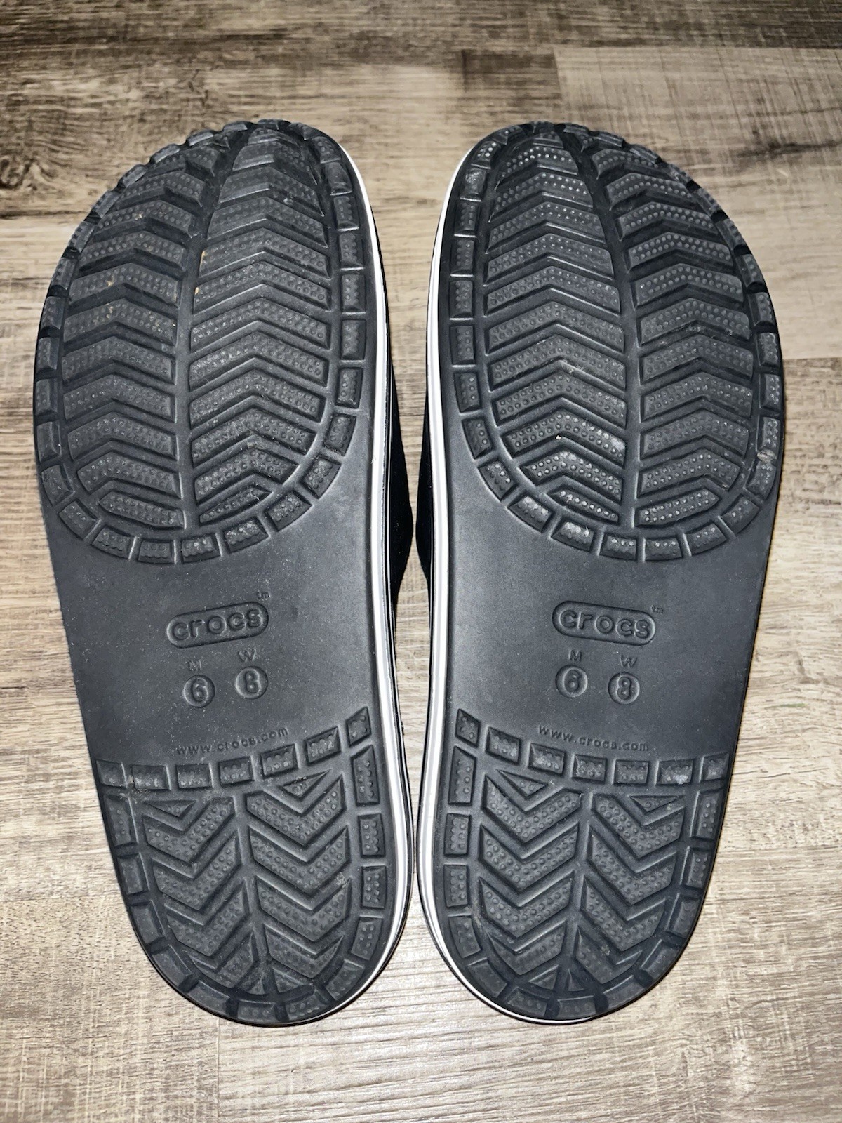 Crocs Bayaband Unisex Slide Sandal Size 8W 6M Black White Waterproof EUC Slip On