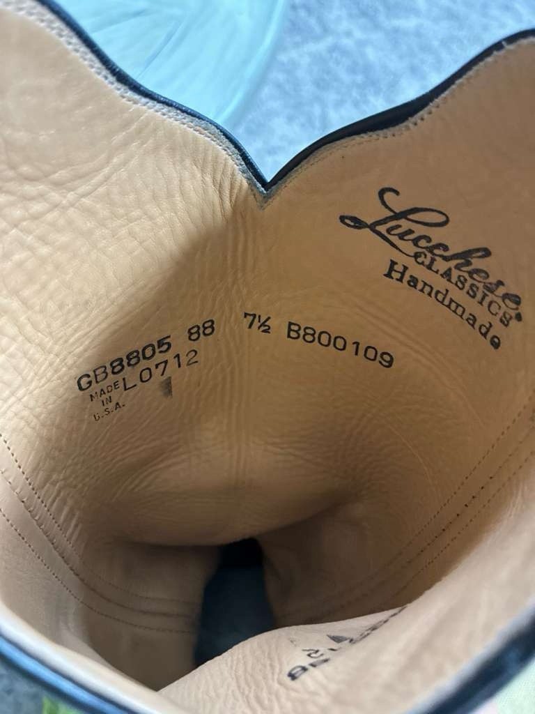 Vtg Lucchese Classics Handmade Black Womens Sz 7.5 Cowgirl Boots USA Made