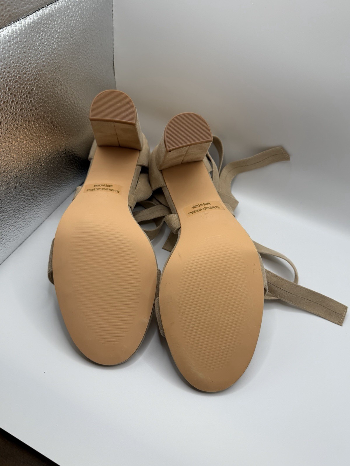 Circus by Sam Edelman Khaki Strappy Ankle Wrap Tie Block Heel Sandals 9
