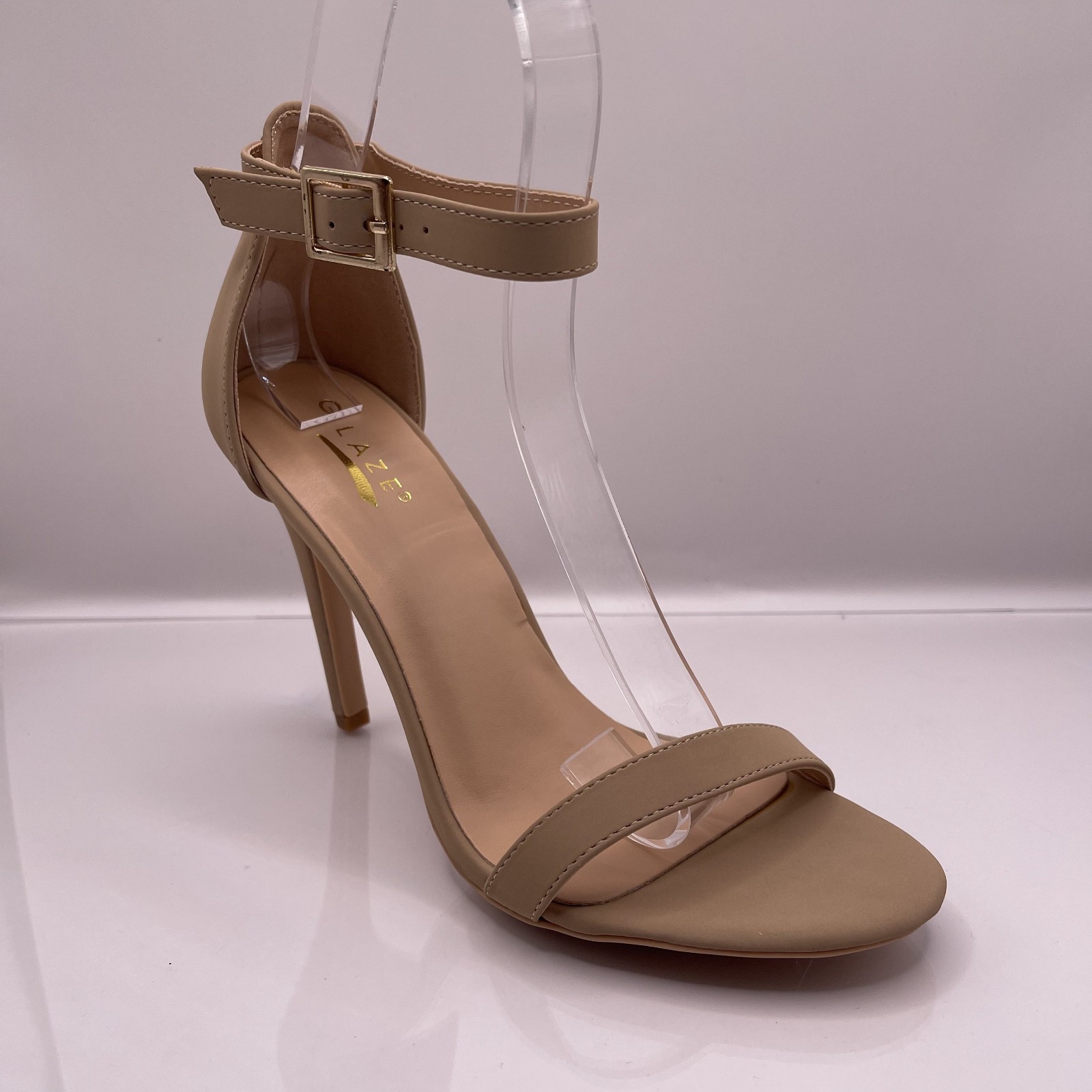 Women’s Ankle Strap Round Open Toe 4 inch Stilleto Heel