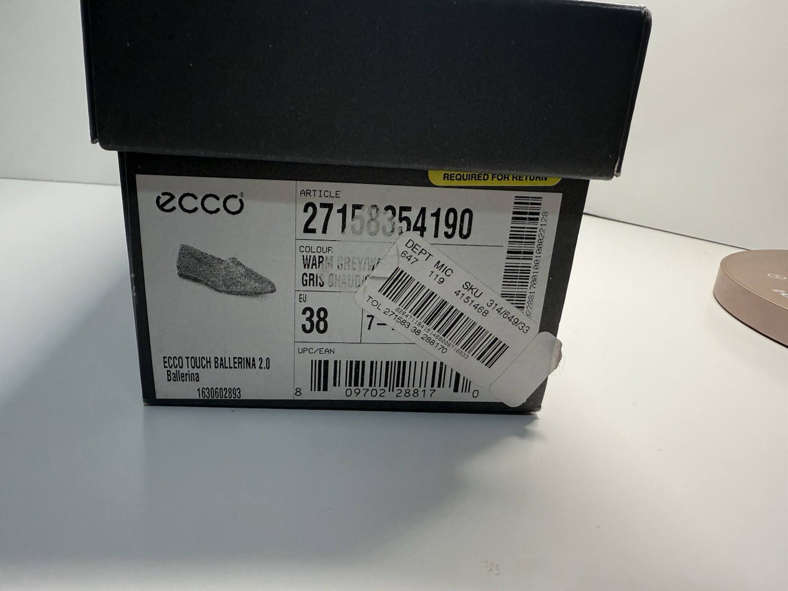 Ecco Women Shoe Touch Ballerina 2.0 Scale Size 8 EUR 38 Ballet Flat NEW
