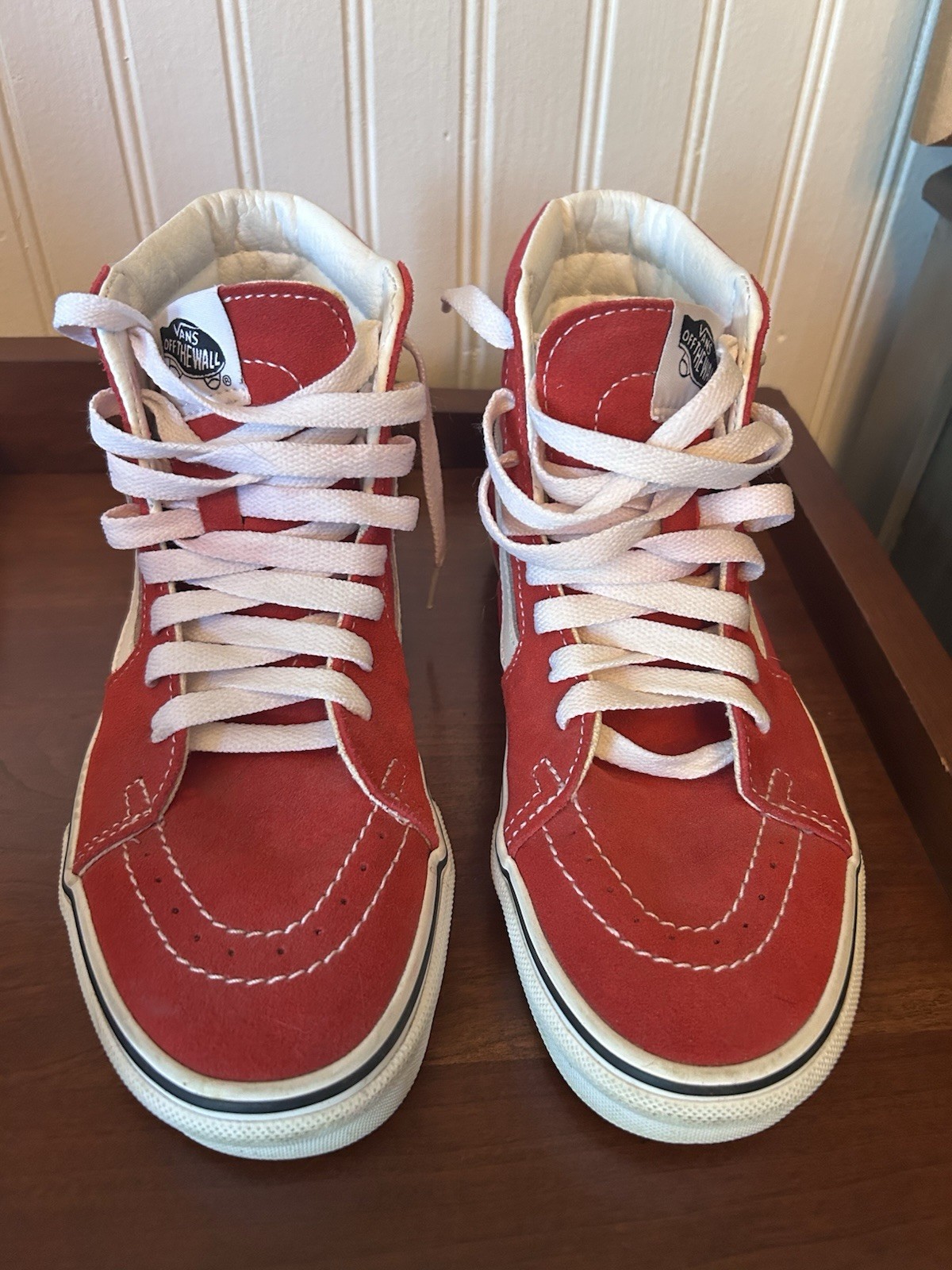 Vans Sk8-Hi Reissue Racing Red White High Top Sneakers Men 5 / Women 6.5 Nice