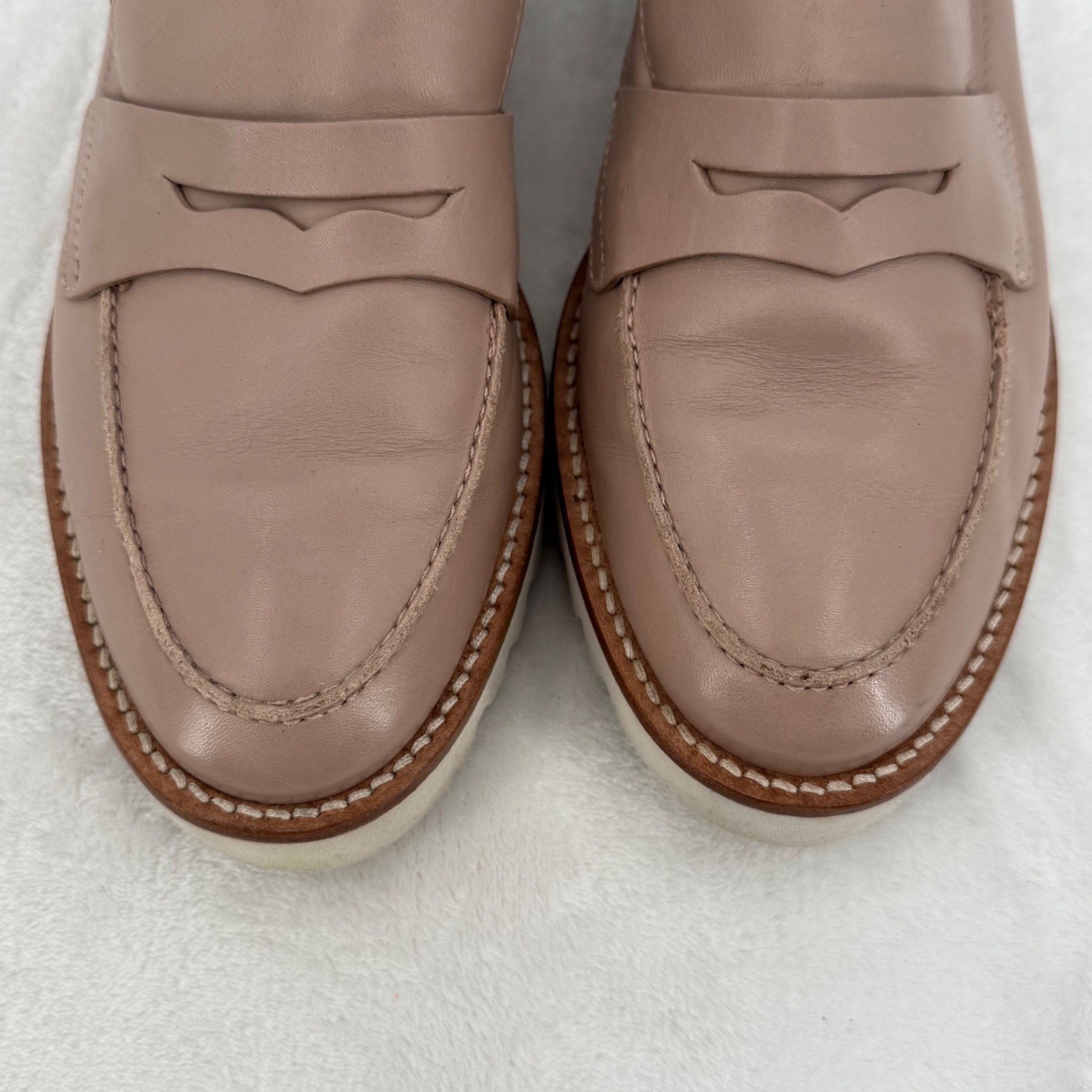 Marc Joseph New York Morrison Ave Leather Penny Loafers Nude Womens Size 9.5