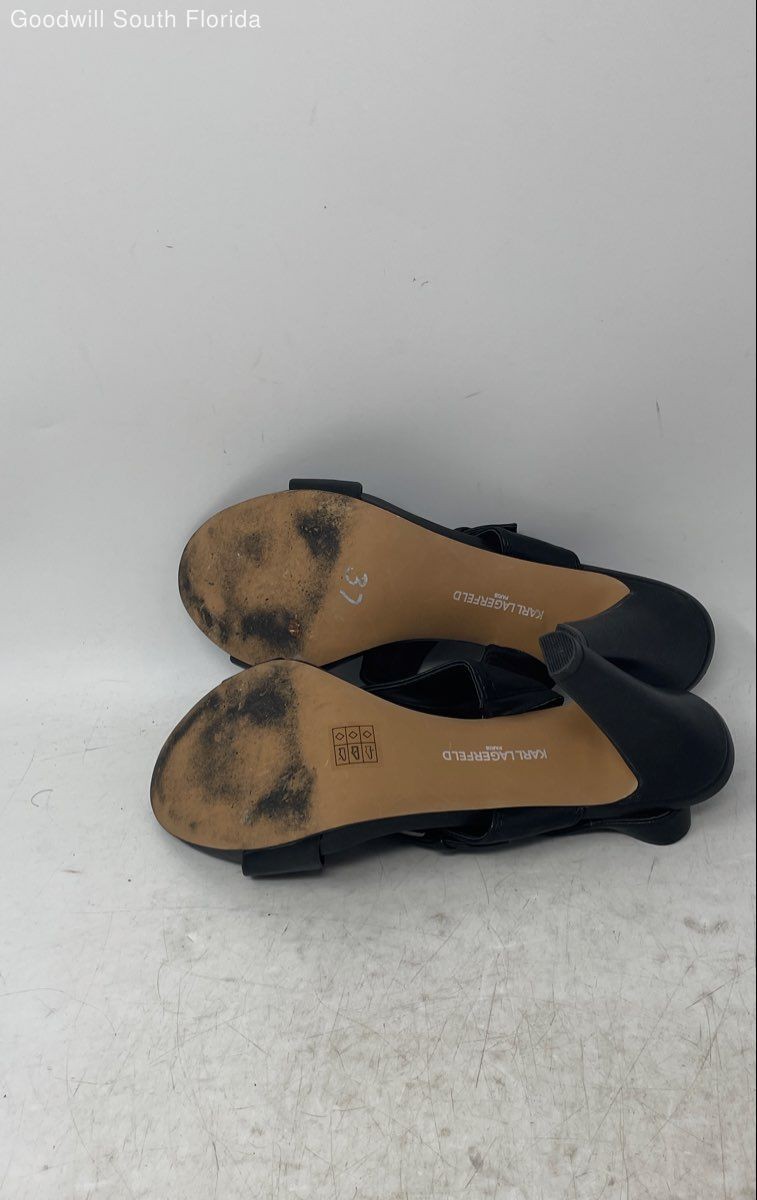 Karl Lagerfeld Womens Colene Black Buckle High Cone Platform Heels Size 8.5M