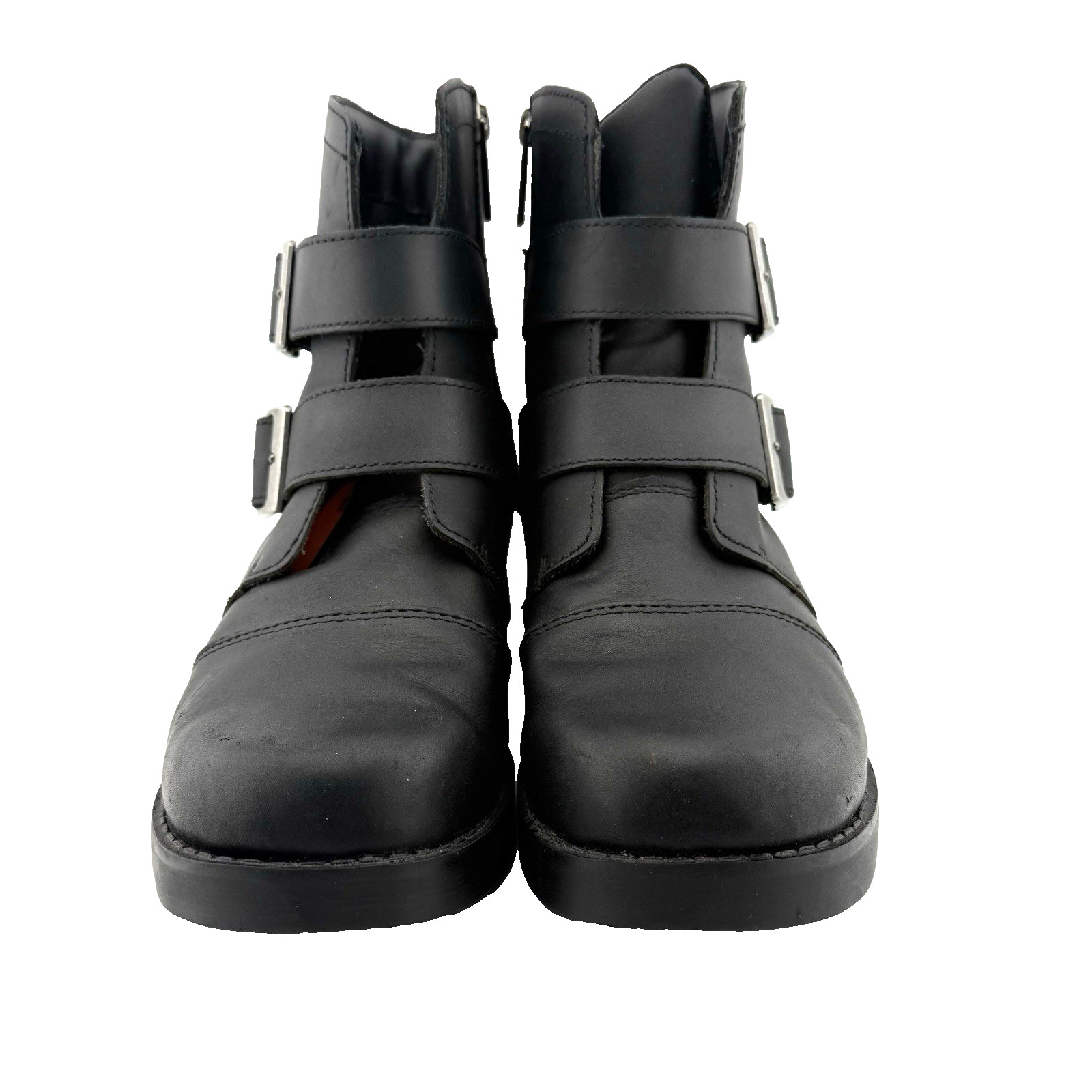 Harley Davidson Womens Black Biker Motorcycle Gothic Buckle Boots 8.5M CLEAN