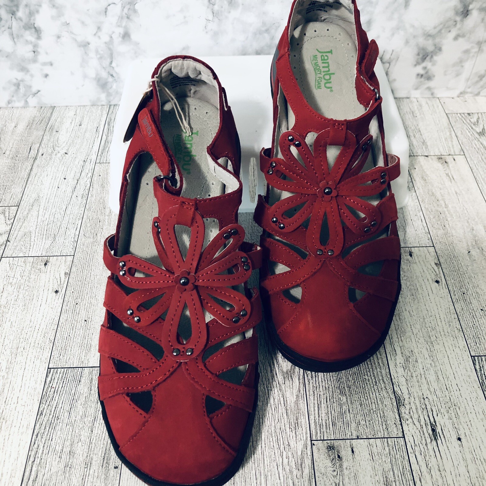 Jambu Abby Mary Jane Womens Shoes Size 8 Red Memory Foam Footbed