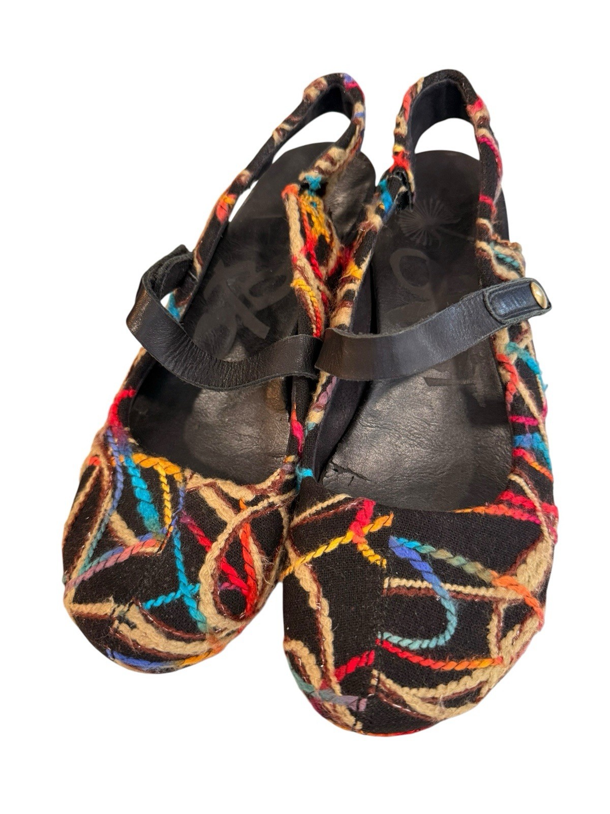 OTBT Clogs Mary Jane Size 10M Comfort Shoes Colored Yarn Hidden Wedge Wool