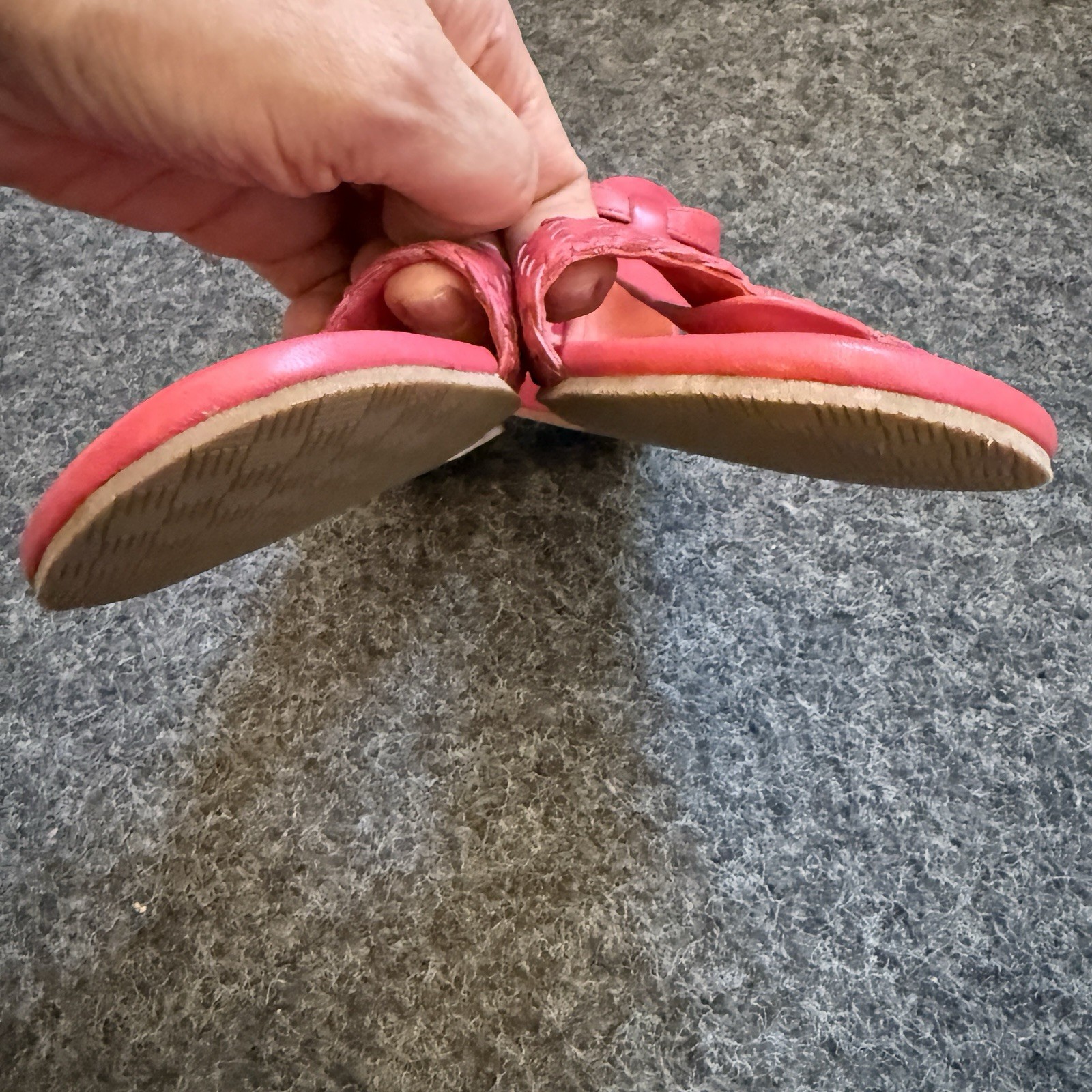 Cole Haan Sandals Flats Braided T-Strap Covered Heel Pink Sz 10.5
