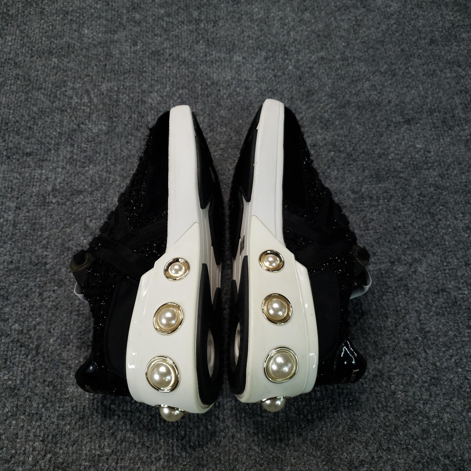 Kate Spade New York Cayman Shoes Womens Size 6 Black Sneaker Pearl Studded