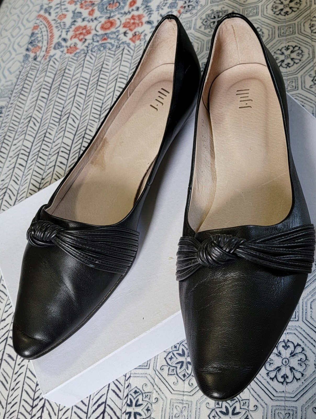 J. Jill women’s black leather flats 0.5 » heel twisted knot US size 9.5 10 $100