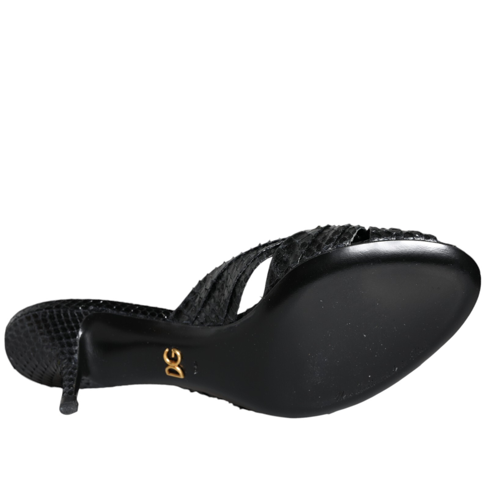 DOLCE & GABBANA Shoes Black Leather Heels Slides Sandals EU38.5 / US8 1200usd