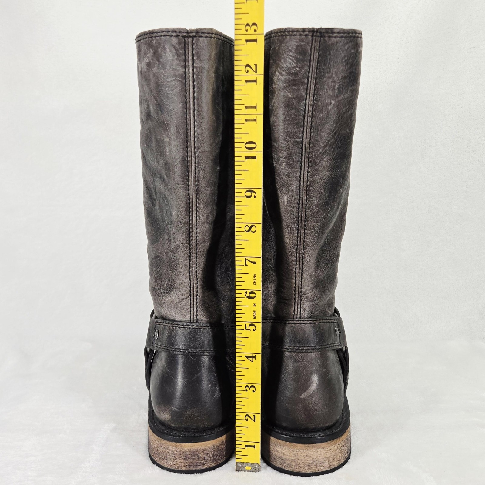 Harley Davidson Boots Womens 9.5 Gray Salley Harness Biker Motorcycle Side Zip