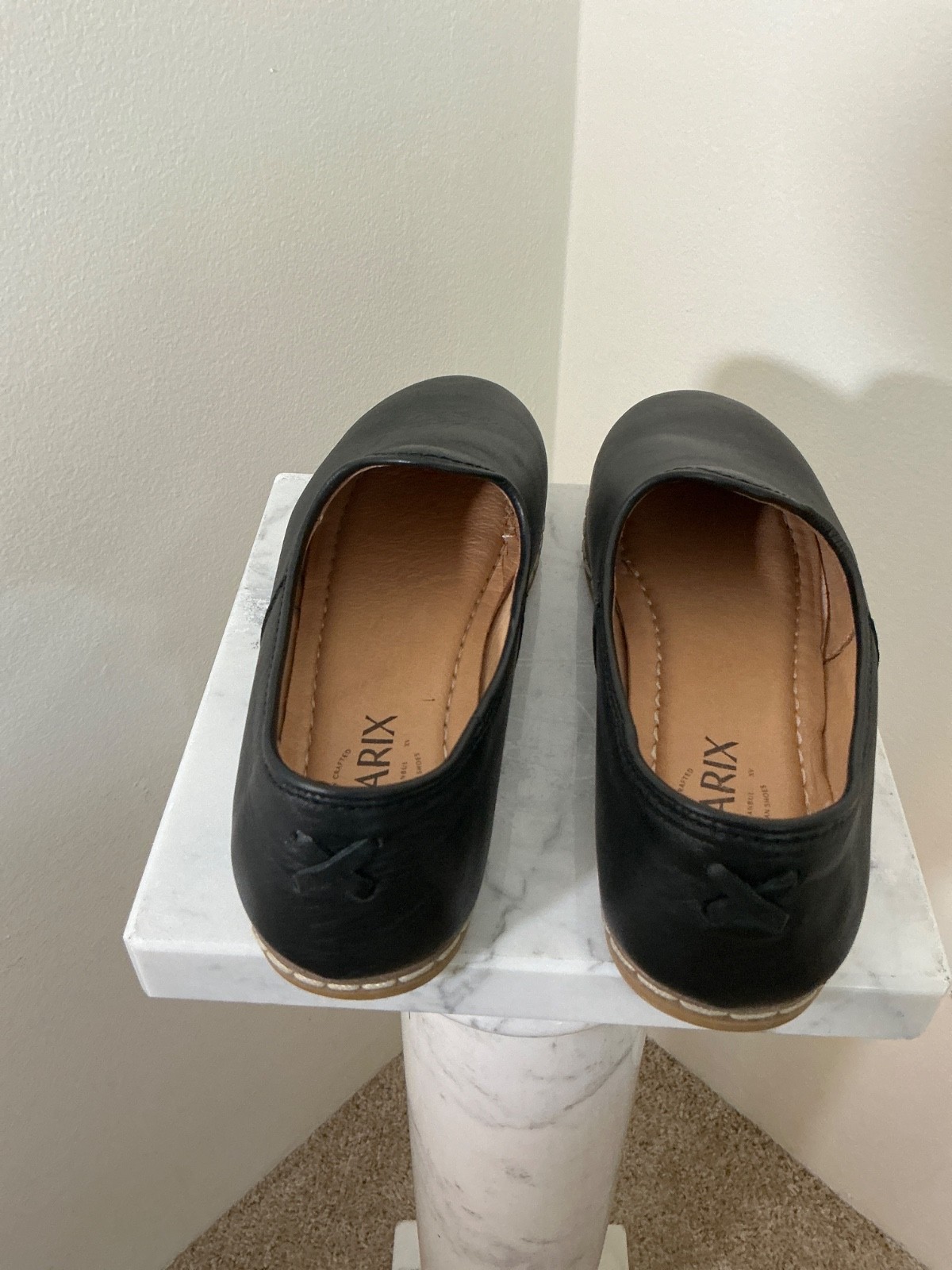 CHARIX SHOES BLACK LEATHER SLIP-ON COMFORT STYLE QUALITY HANDMADE SIZE 37/6.5