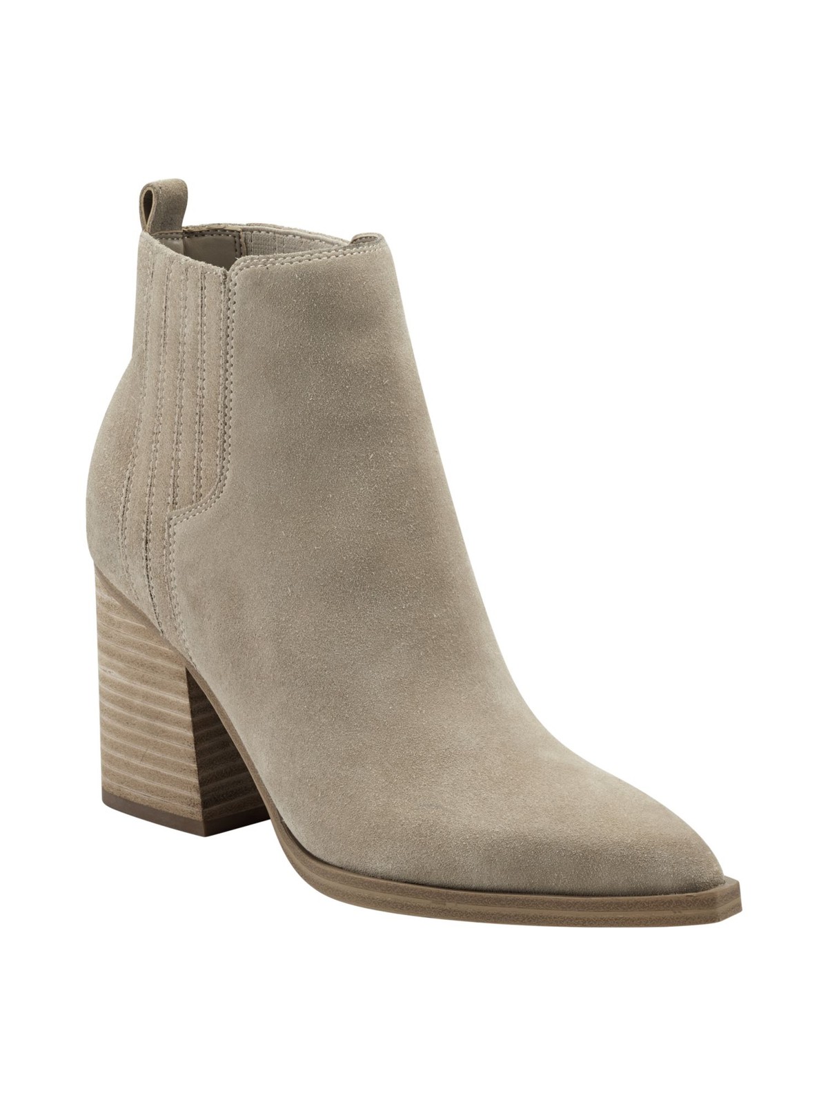 MARC FISHER Womens Beige Pull Tab Yarita Toe Block Heel Leather Booties 10 M