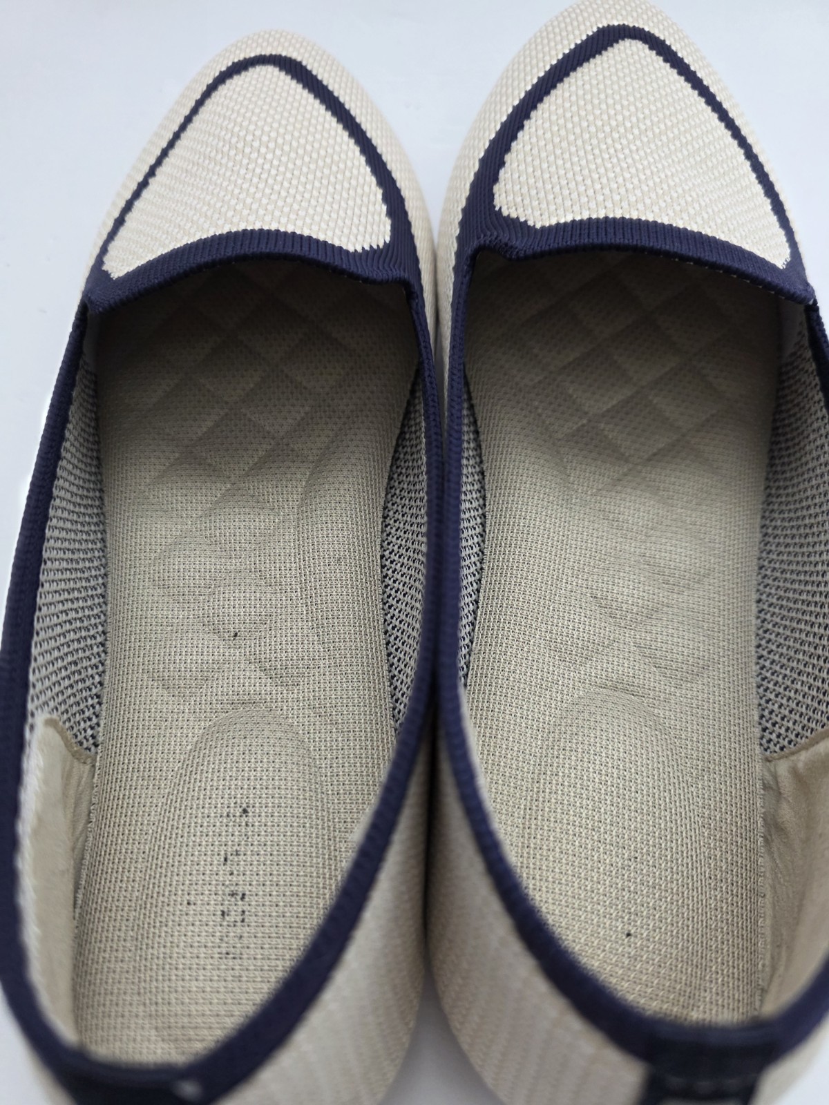 Birdies The Blackbird Eggshell Navy Flats Knit Woven Loafers Slip-ons Size 10