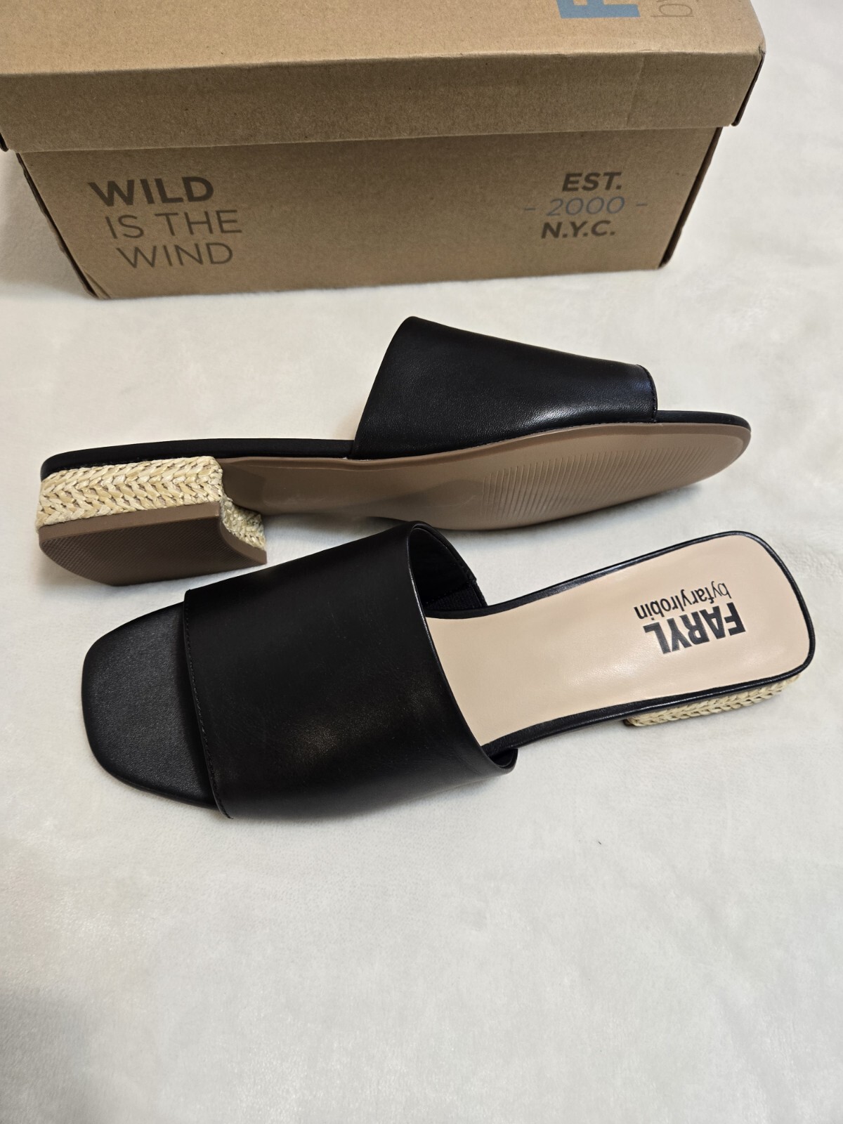 FarylRobin Dahlia Flat Slipper Shoes Size 9 Slip On Comfort Leather Black