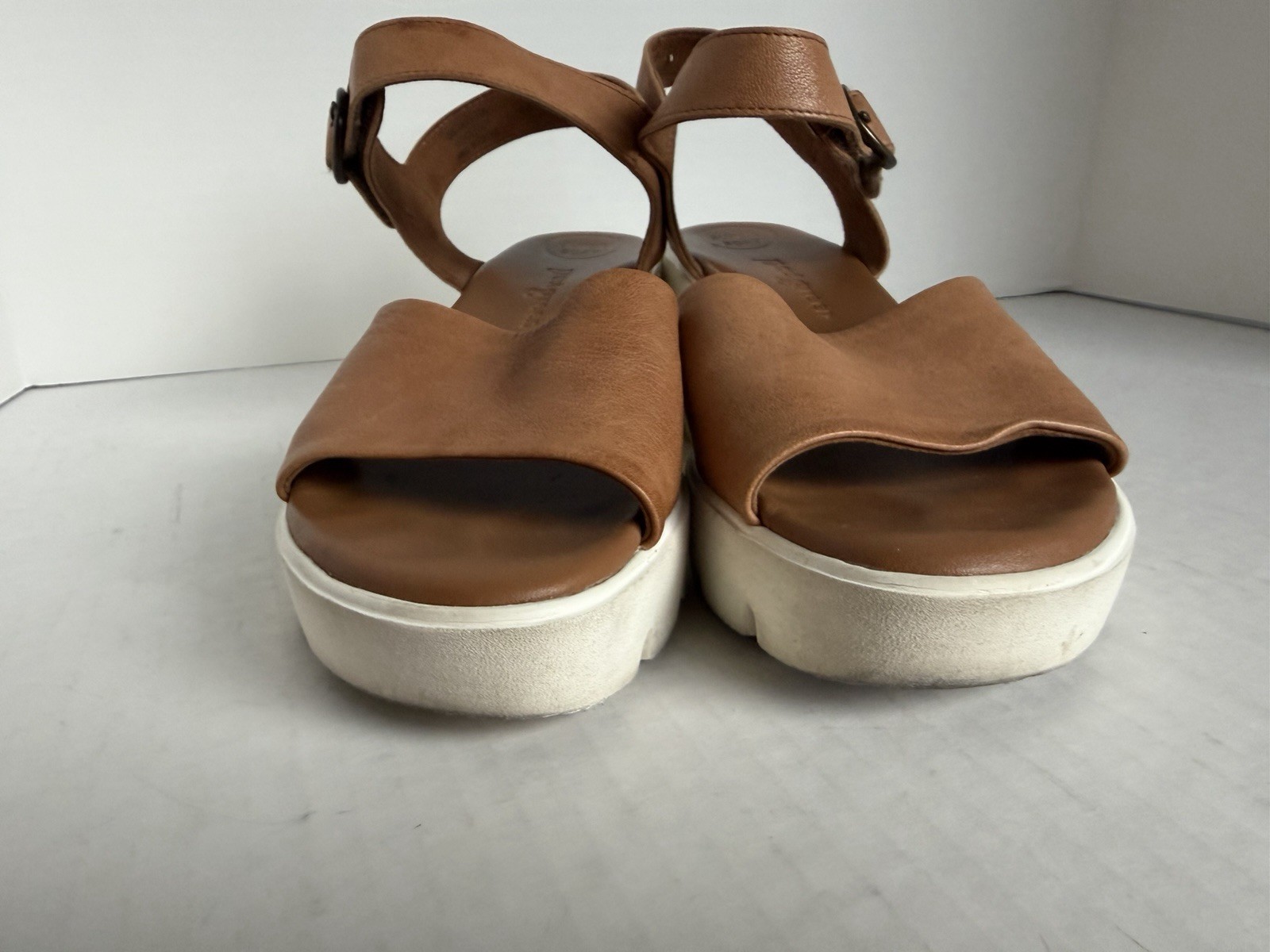 Paul Green Women’s Tan Leather Platform Wedge Sandals Size 4 1/2 UK 7 US