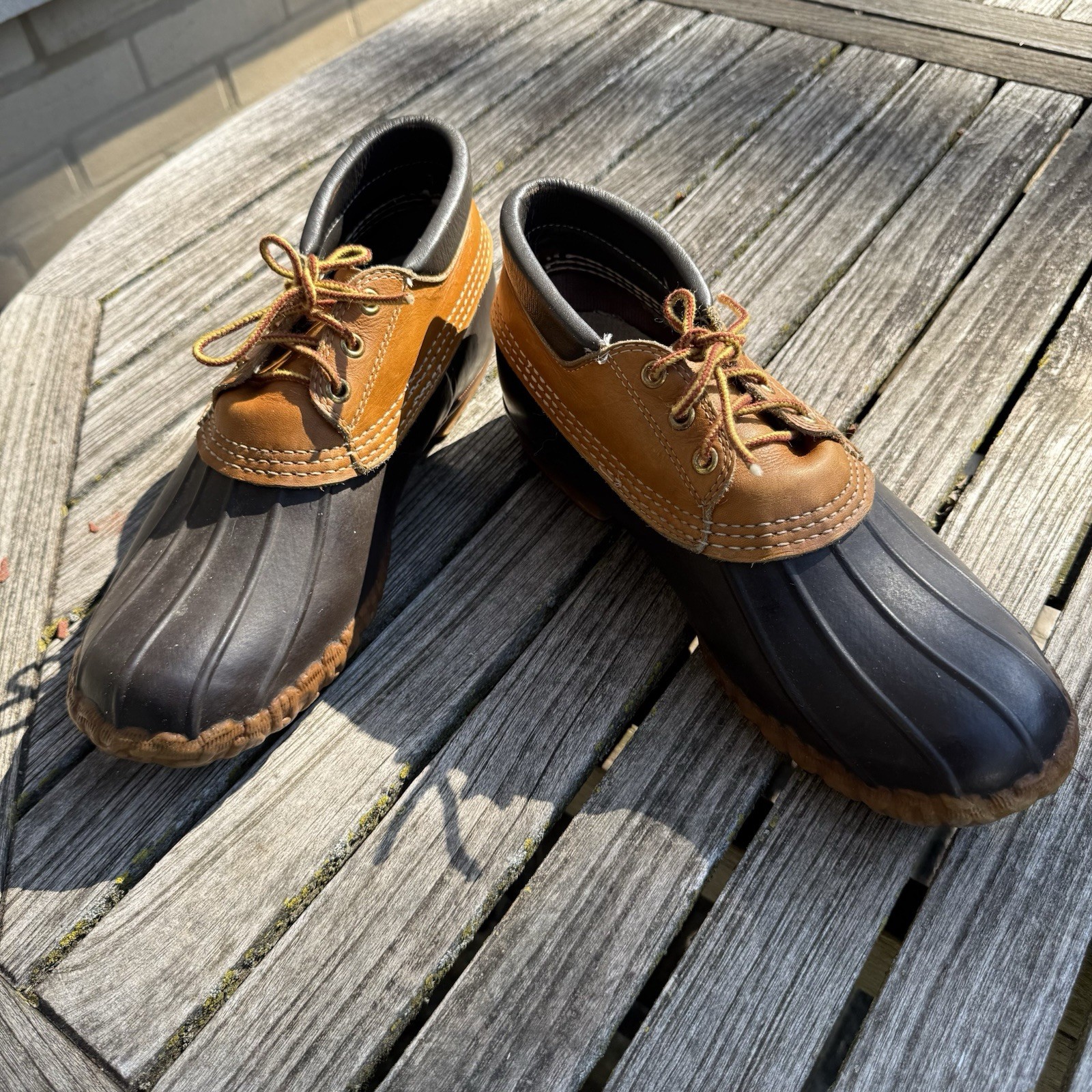 L.L. Bean Maine Hunting Shoe Duck Boots Brown Leather Rubber USA Women’s 9 GUC