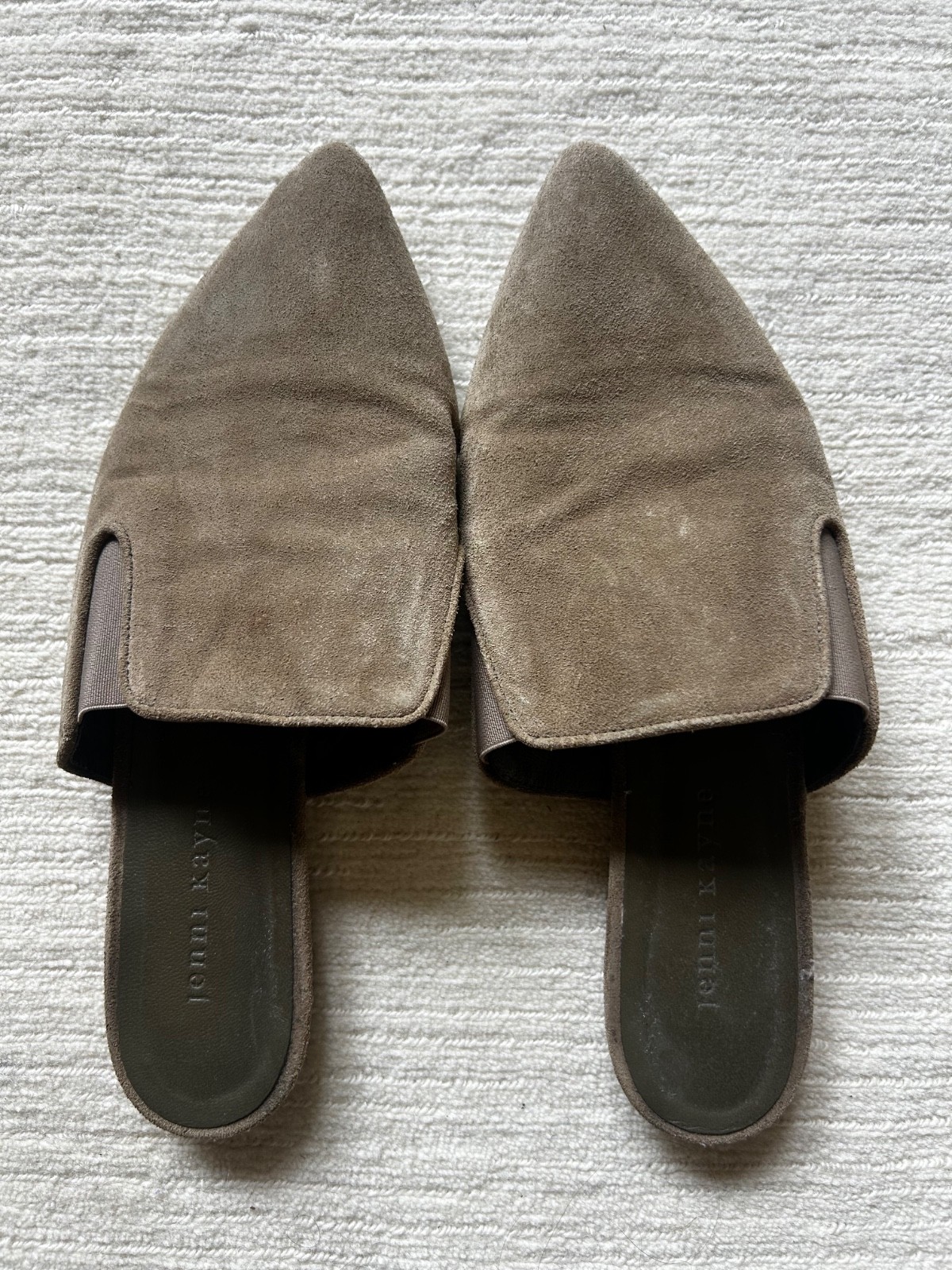Jenni Kayne Suede Mule in Olive – Size 38
