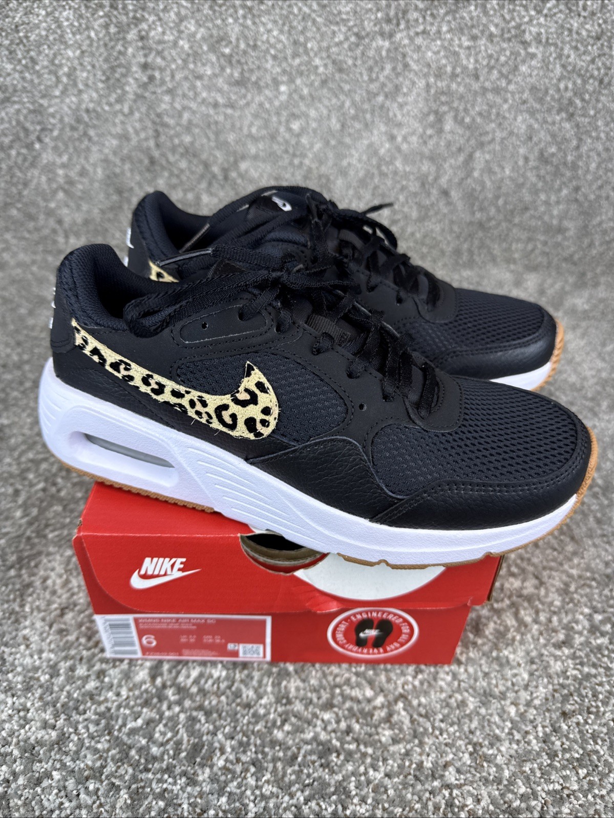Nike Air Max SC Leopard Swoosh Women’s Black Animal Print Sneakers Sz 6 New
