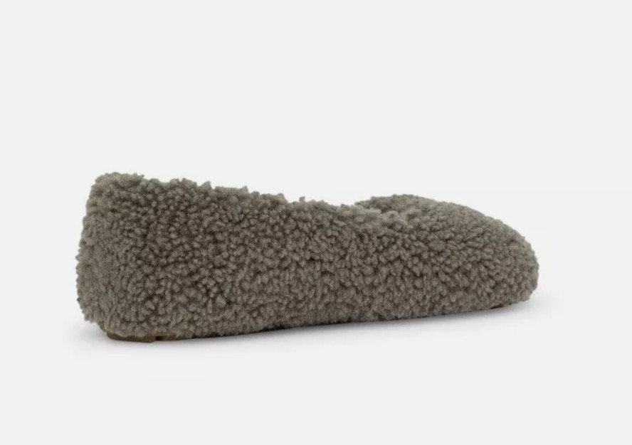 NEW EMU AUSTRALIA x ANTHROPOLOGIE GRAY MIRA SHEEPSKIN BALLET SLIPPERS SHOES 5
