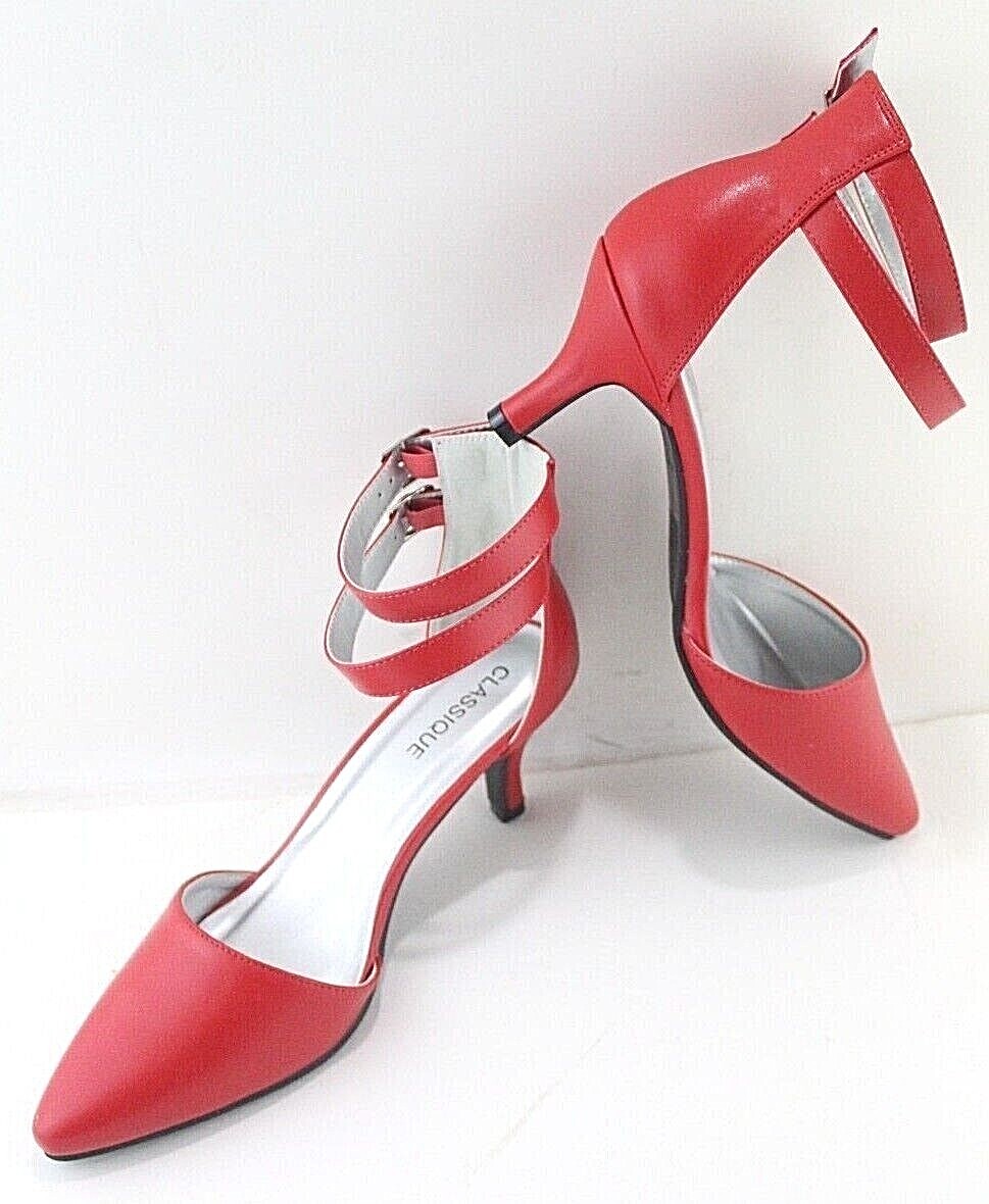 CLASSIQUE WOMENS CAMLO multi sizes 2.5 in HEEL DRESS SHOES red faux leather NEW
