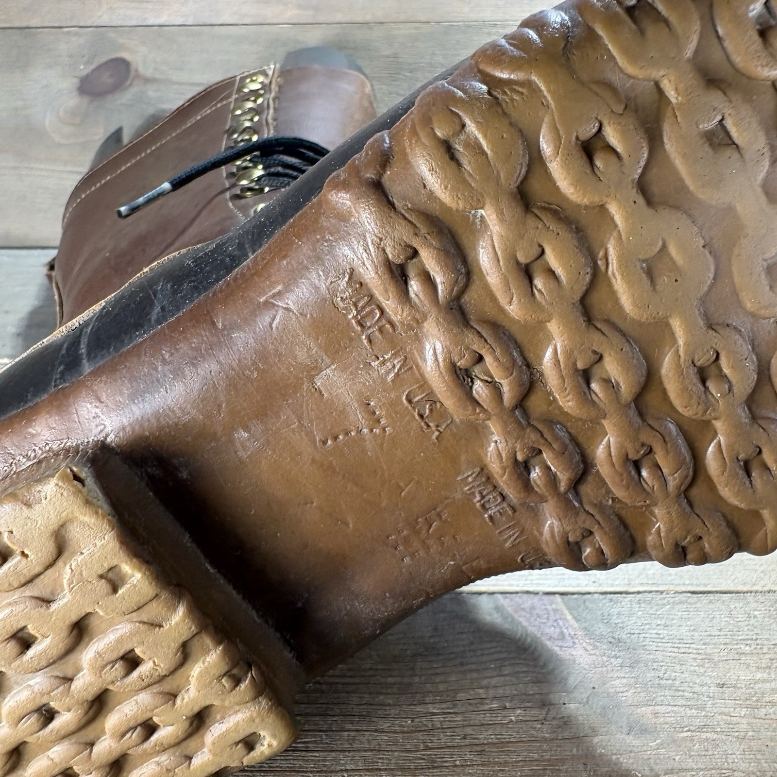 Ll bean duck boots womens size 7 shoes brown tall leather waterproof hunting