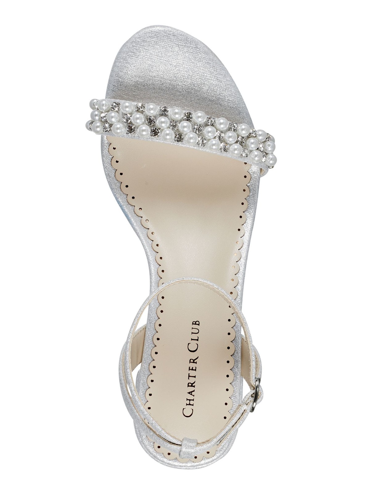 CHARTER CLUB Womens Silver Amara Open Toe Block Heel Heeled Sandal 8.5 M