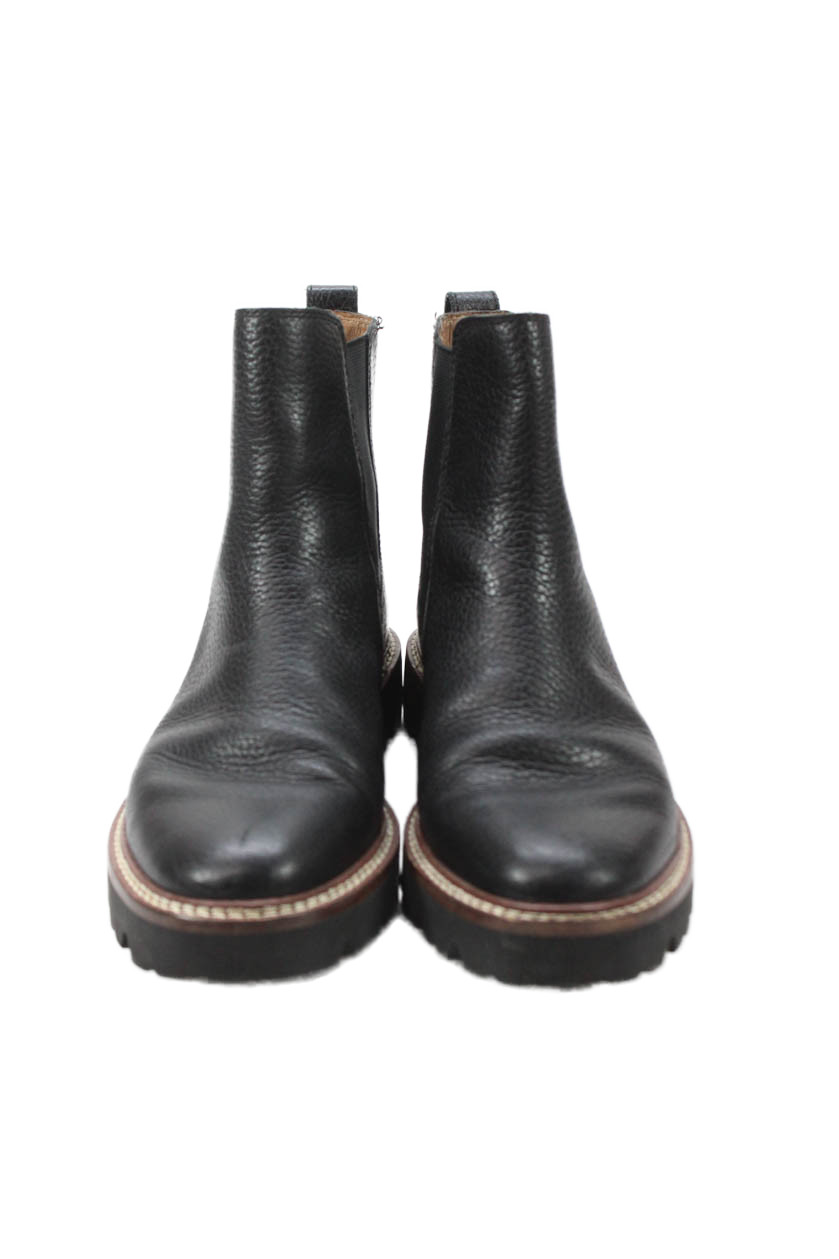 Madewell Womens Slip On Block Heel Round Toe Ankle Boots Black Leather Size 7
